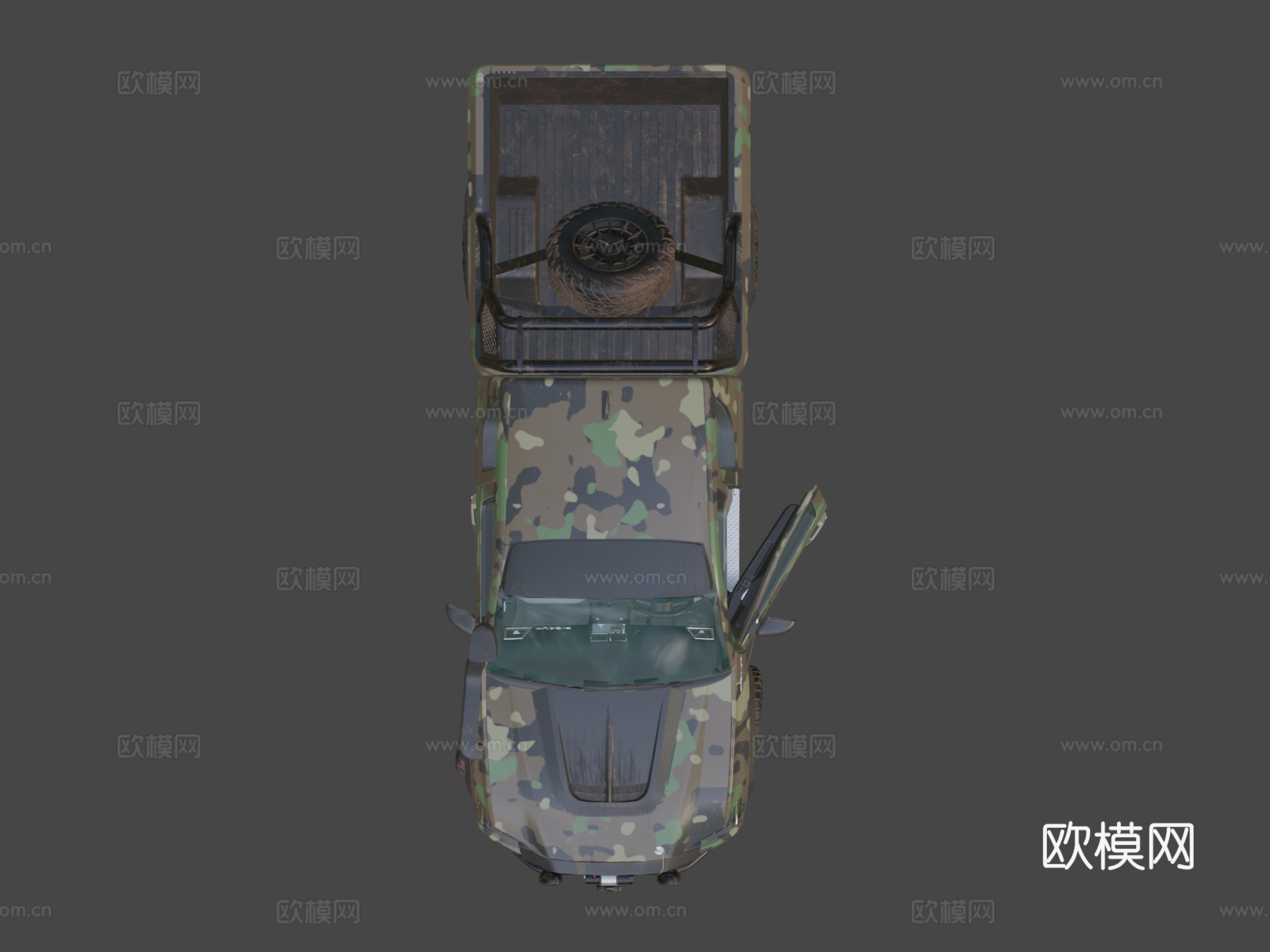 低多边形 通用 皮卡 军队su模型