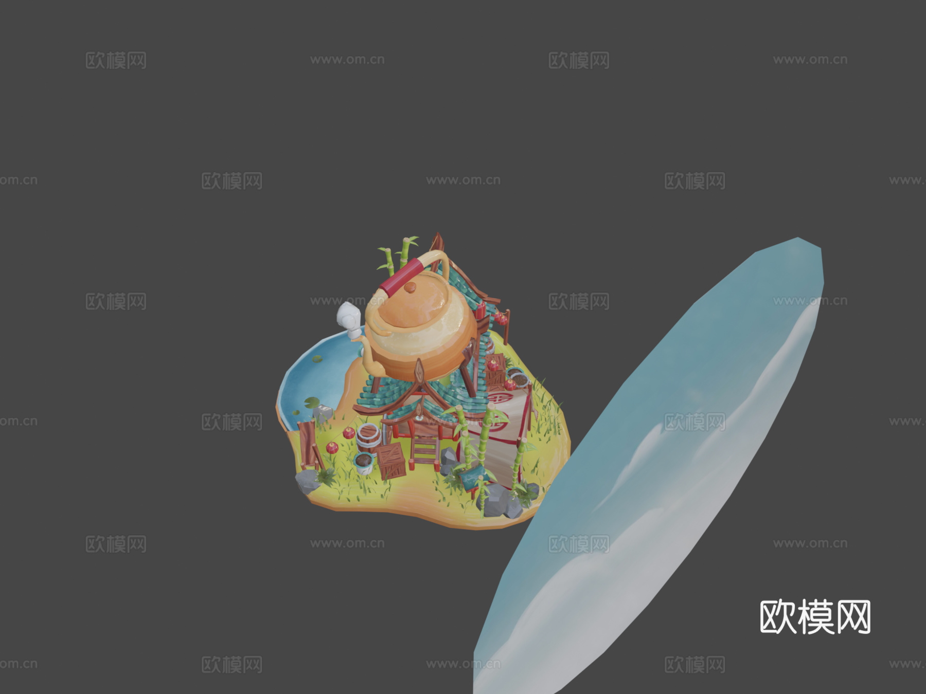 中国旅行茶铺su模型