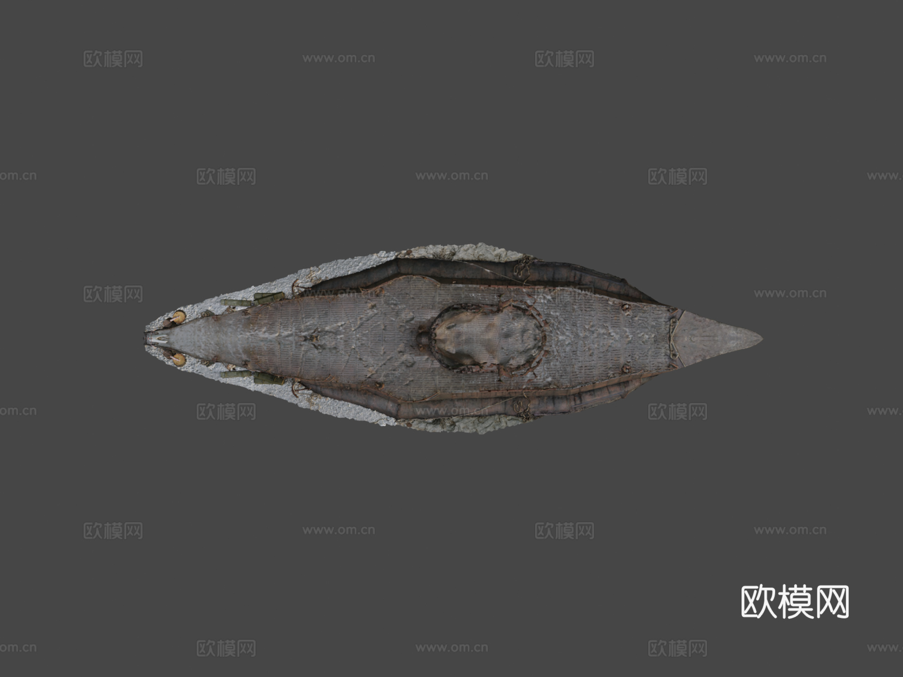 搁浅旧潜艇PBR扫描su模型