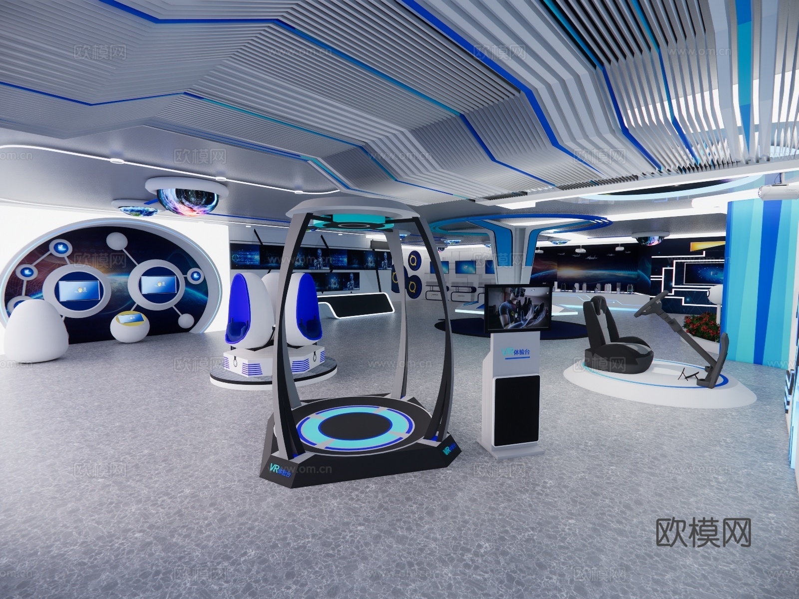 工装娱乐空间全景游戏VR体验馆su模型