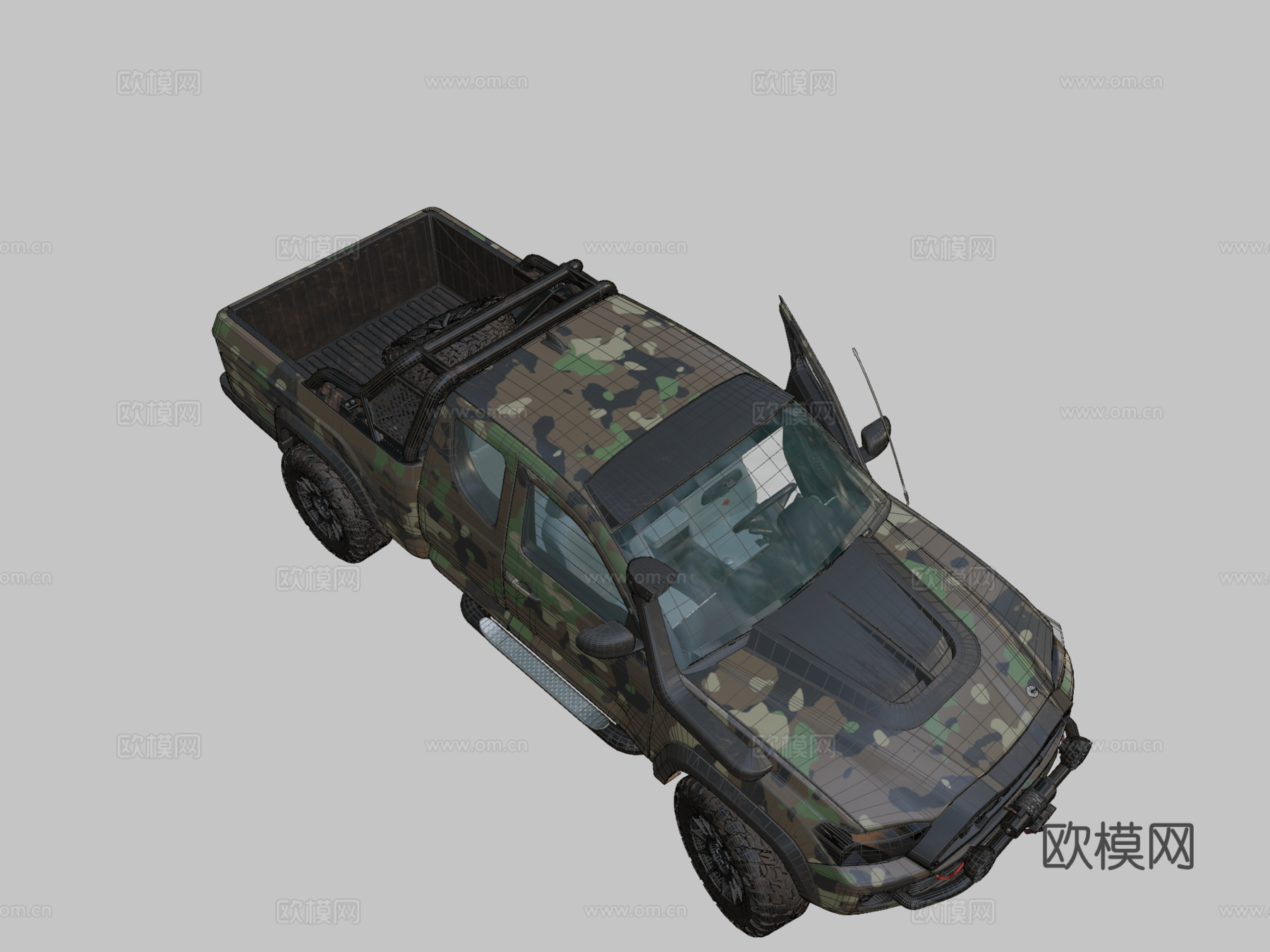 低多边形 通用 皮卡 军队su模型