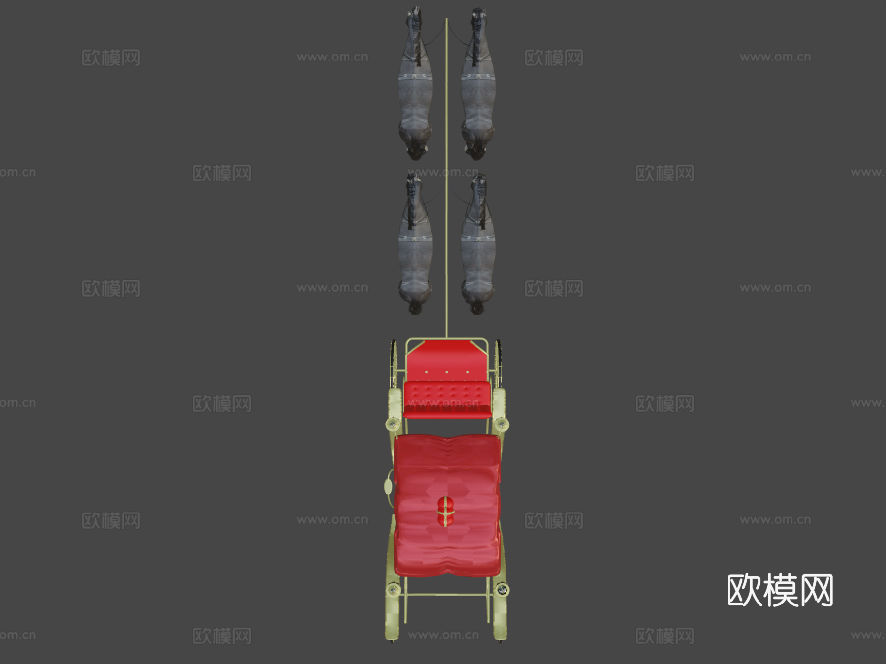 四马 马车 低多边形su模型