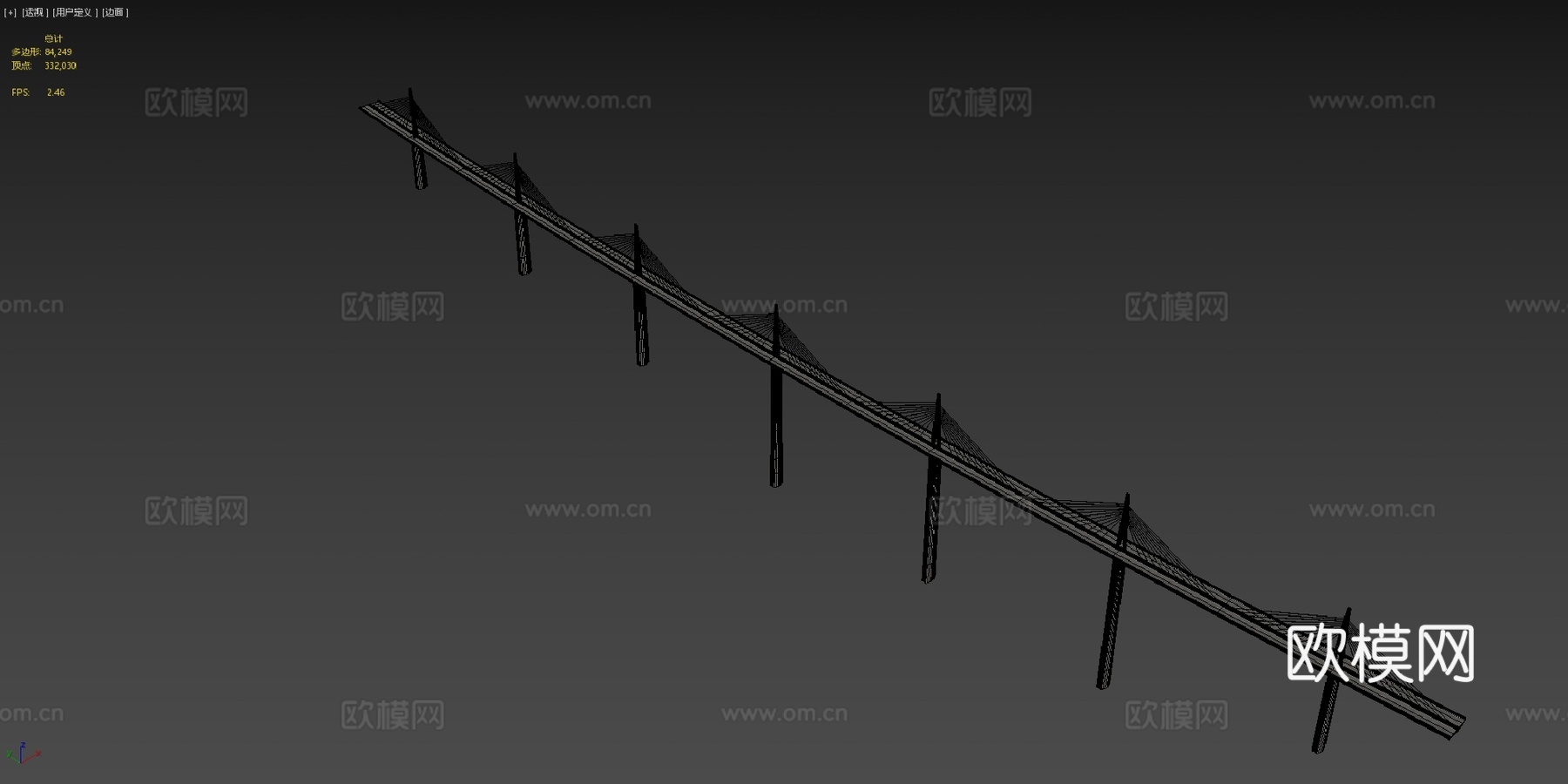 米约高架桥 灯光su模型