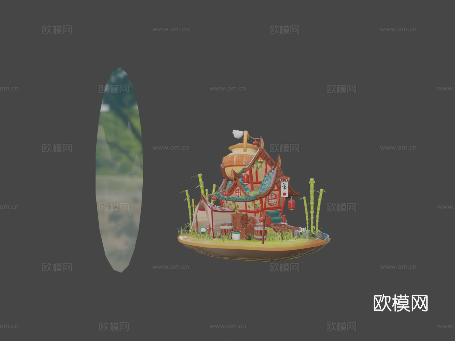 中国旅行茶铺su模型