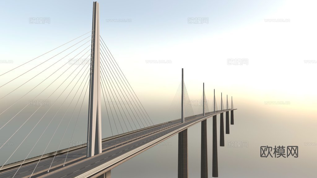 米约高架桥 灯光su模型