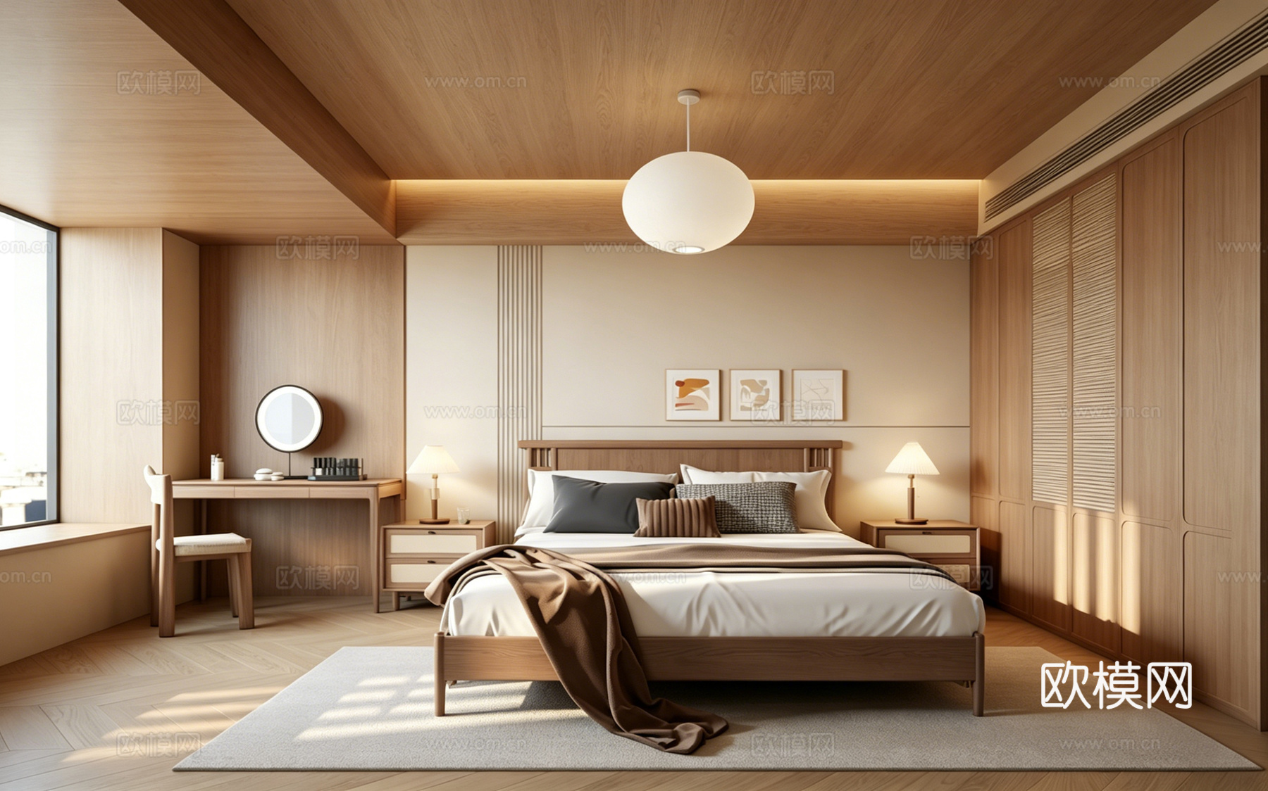 室内家装 卧室 家具 床 别墅 新中式 现代su模型