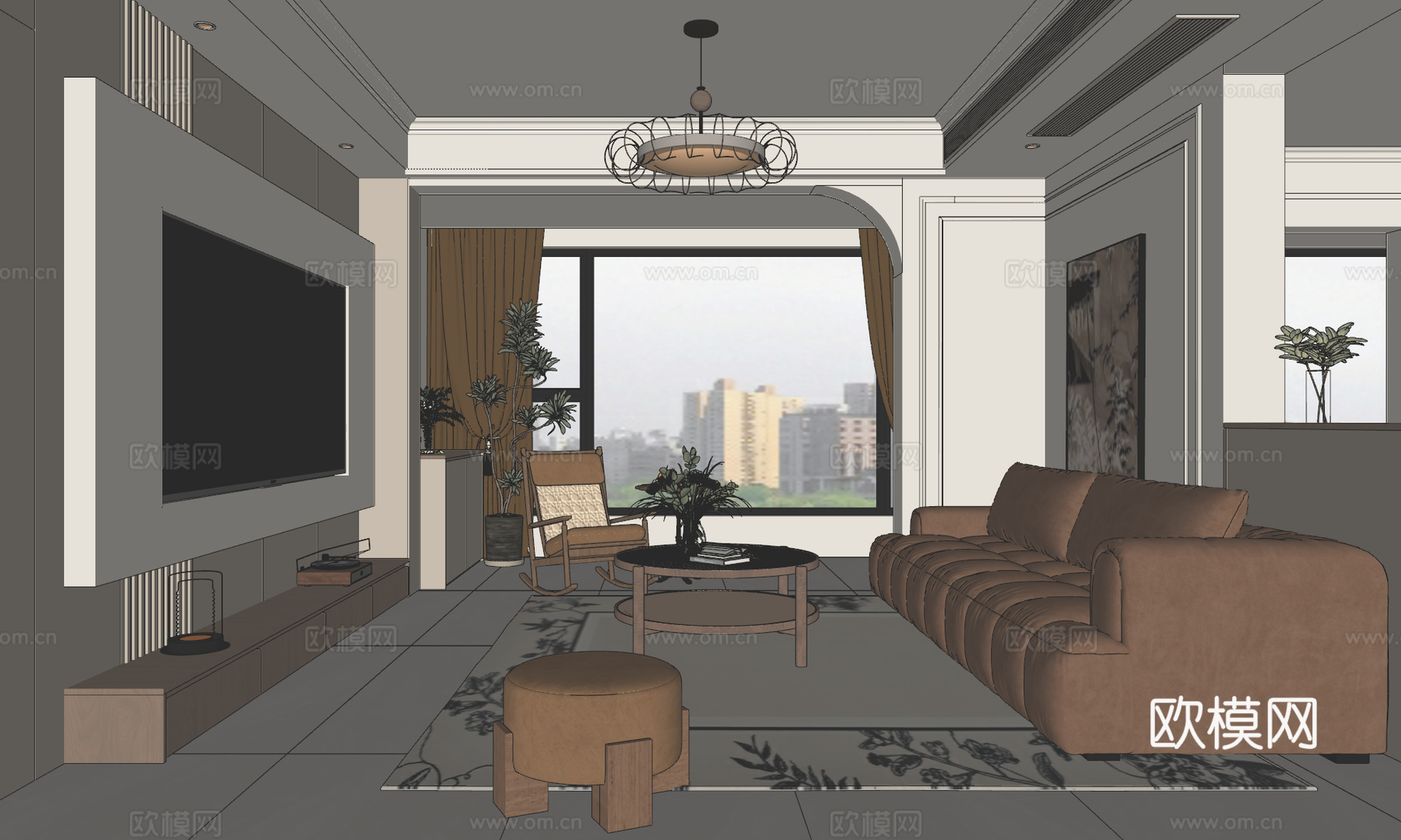 法式中古风客厅su模型