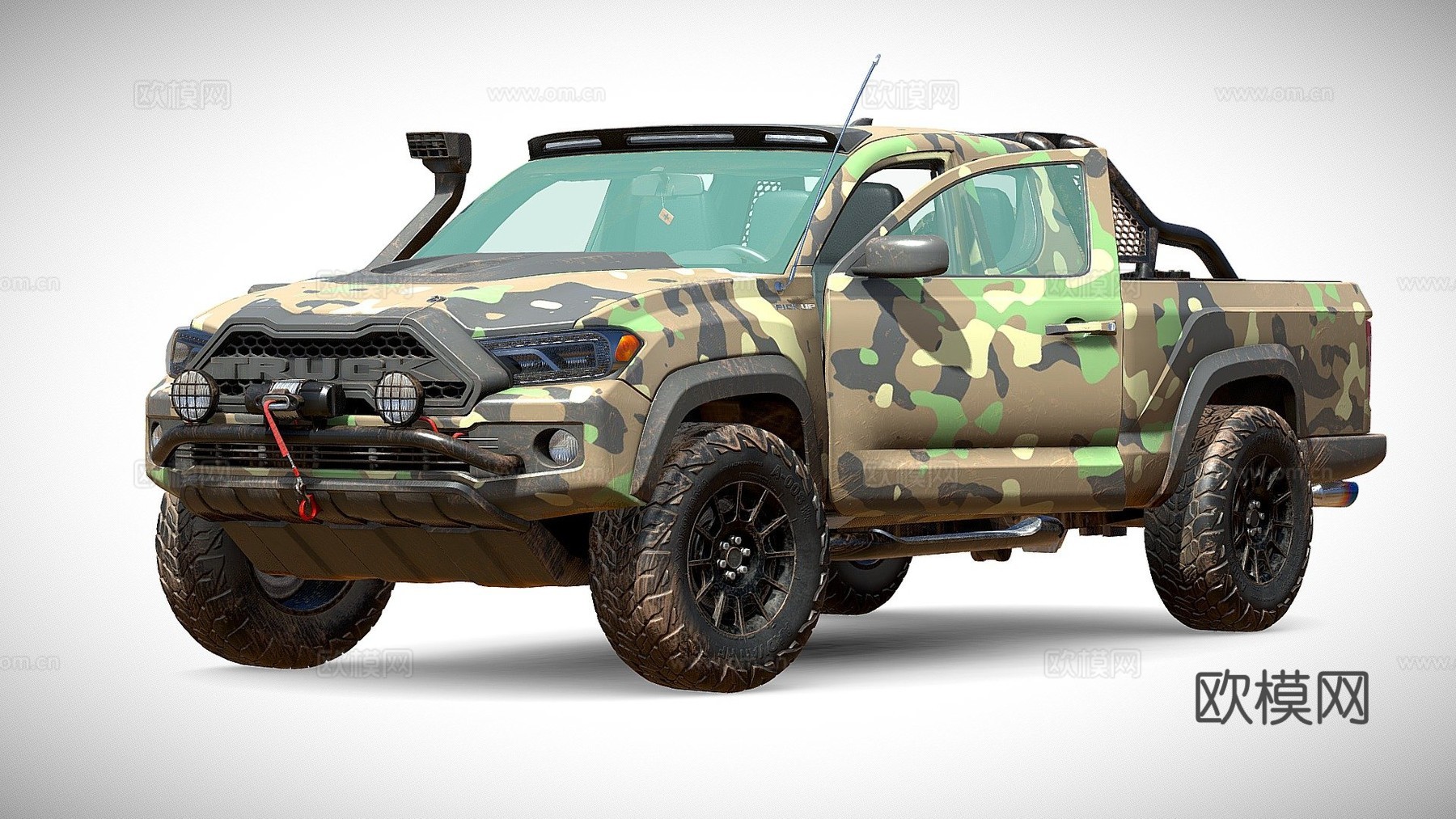 低多边形 通用 皮卡 军队su模型