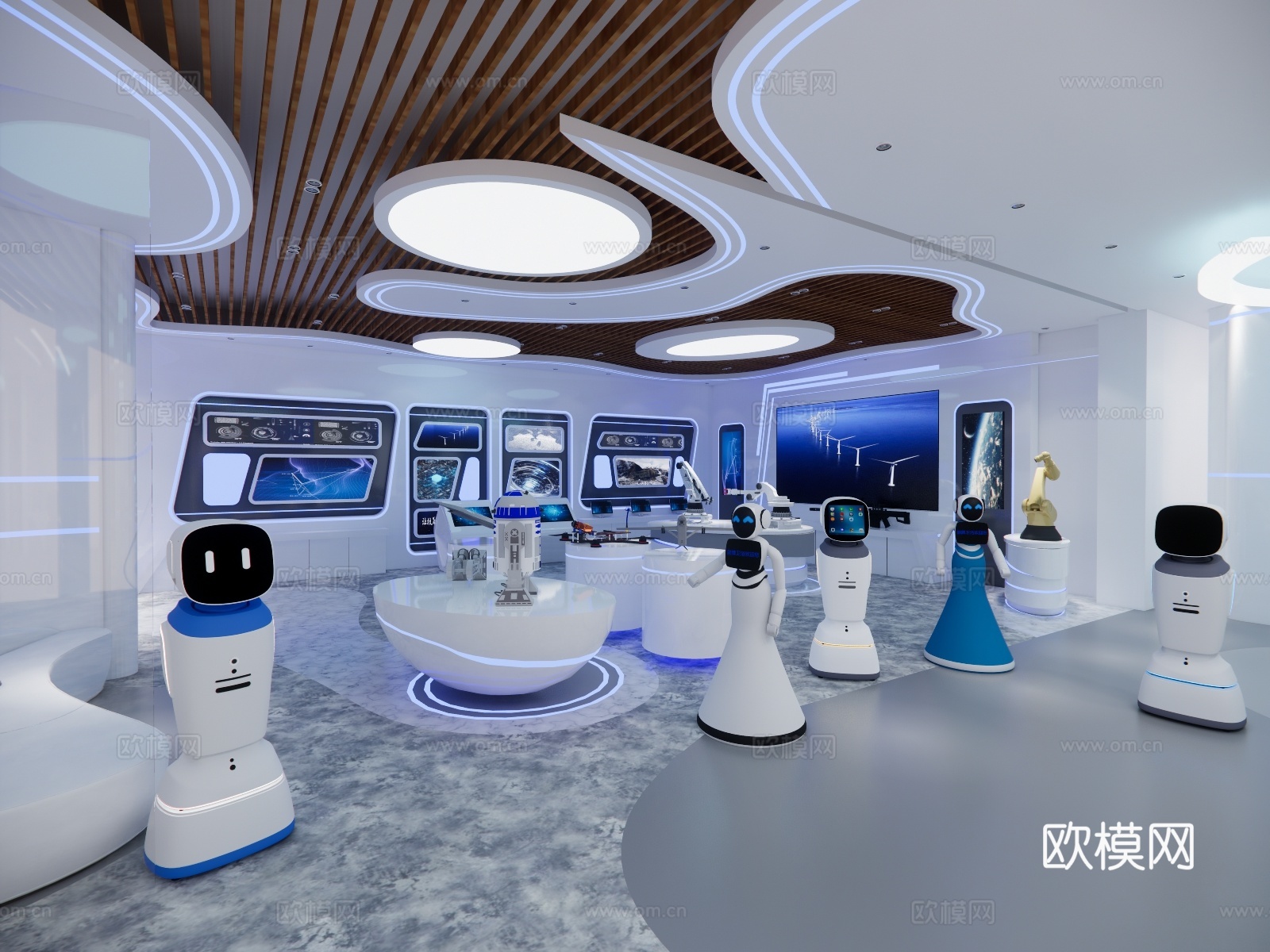 科技展厅机器人展厅su模型