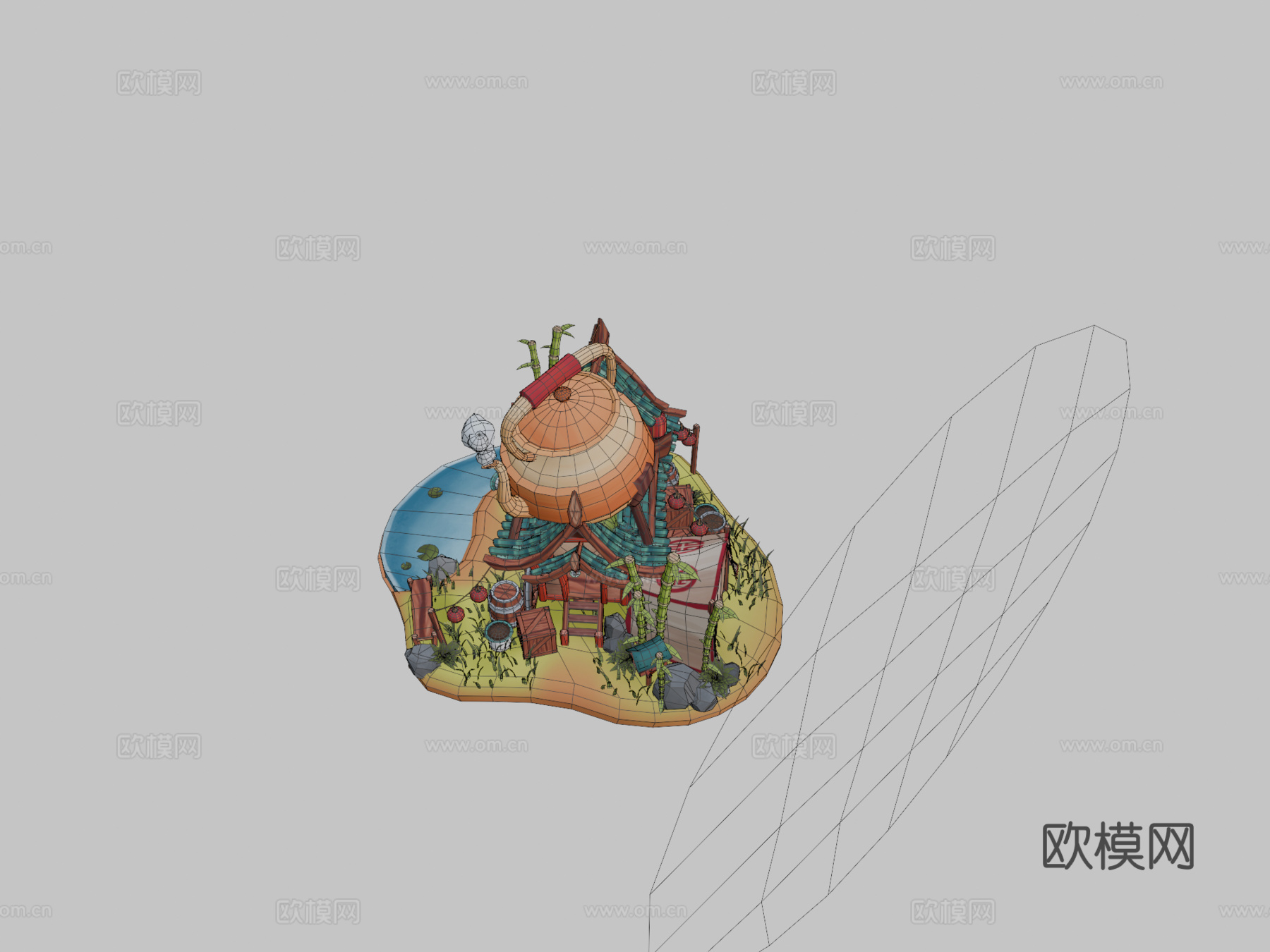 中国旅行茶铺su模型