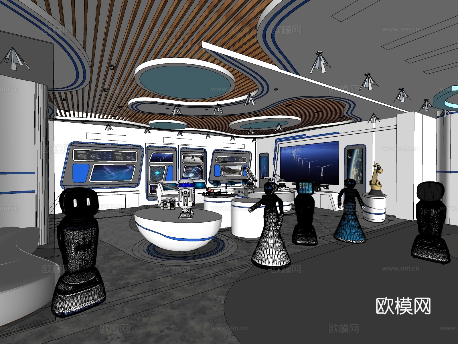 科技展厅机器人展厅su模型