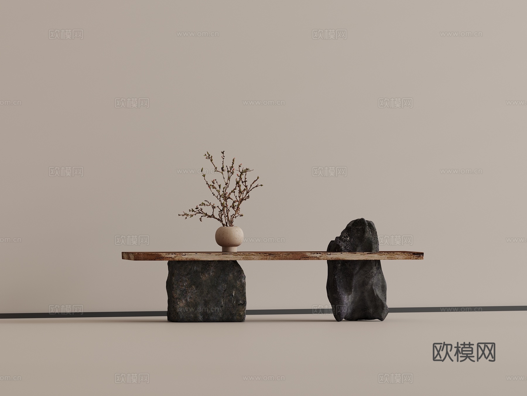 中式茶桌 中古风茶桌 实木茶桌 茶具组合su模型