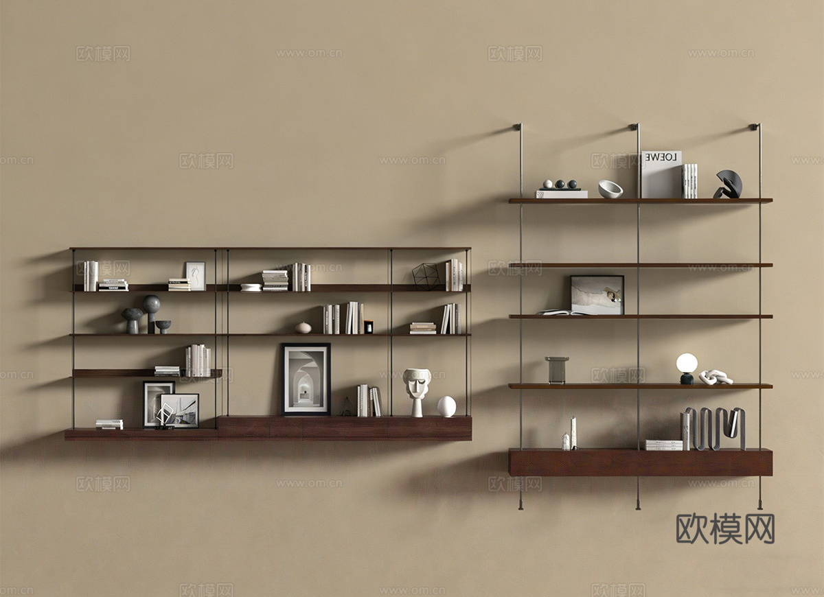 中古风书架 置物架 饰品摆件su模型