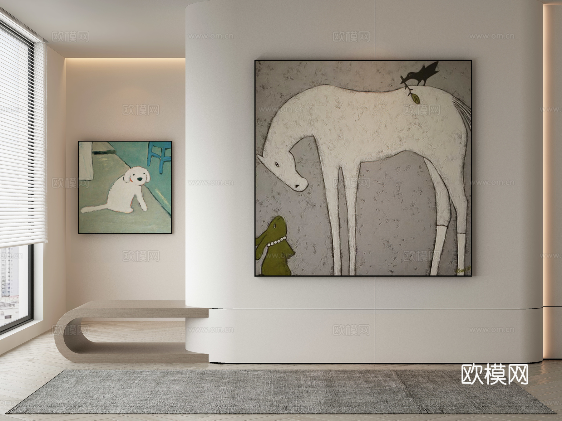 现代简约抽象挂画3d模型