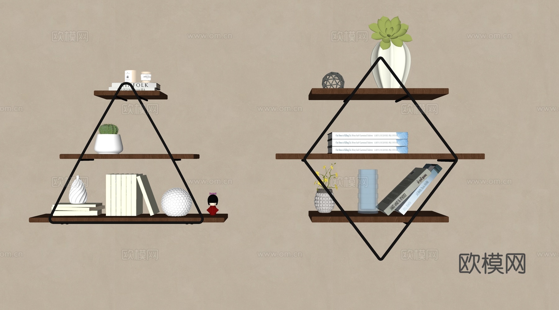 中古置物架 摆件饰品组合su模型