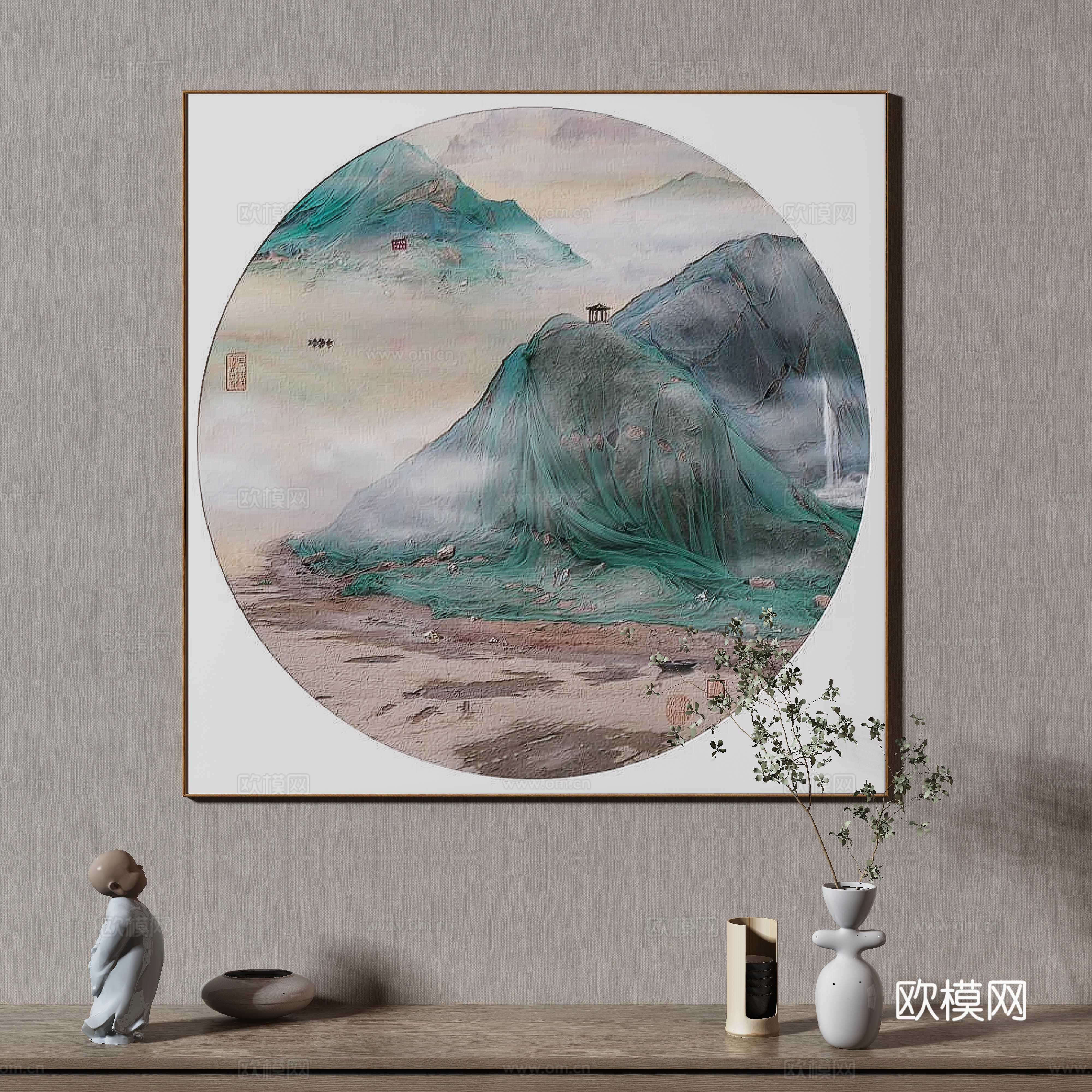 现代简约抽象挂画3d模型