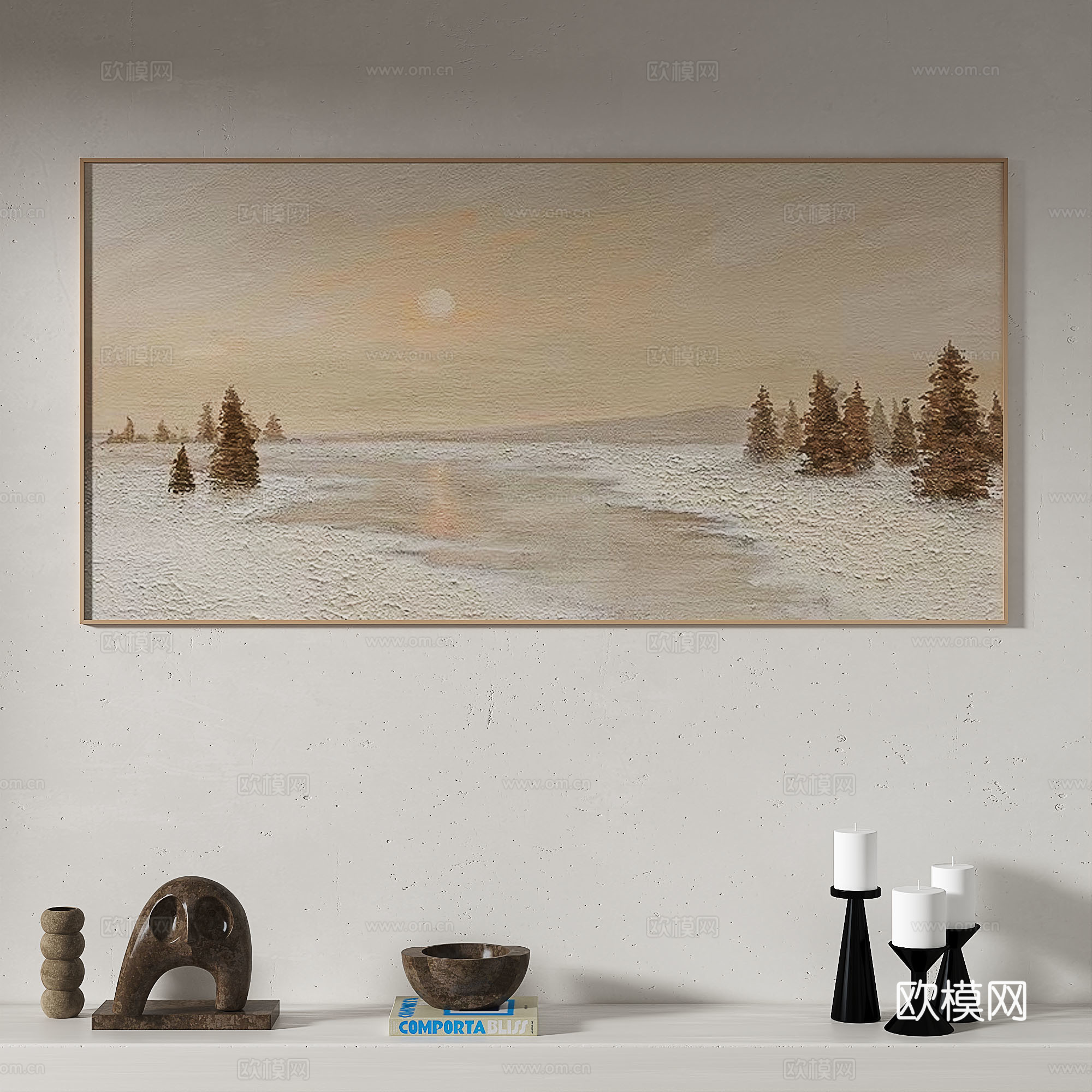 现代，简约，侘寂，抽象，简约，挂画3d模型