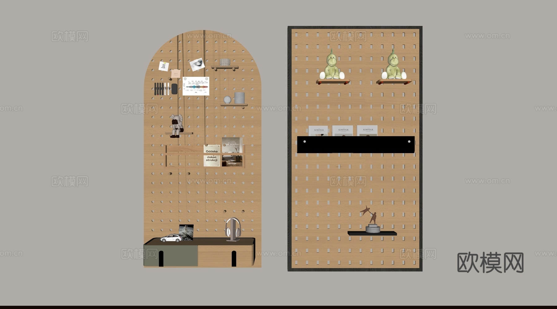 现代置物架 现代洞洞板 置物架 墙饰su模型