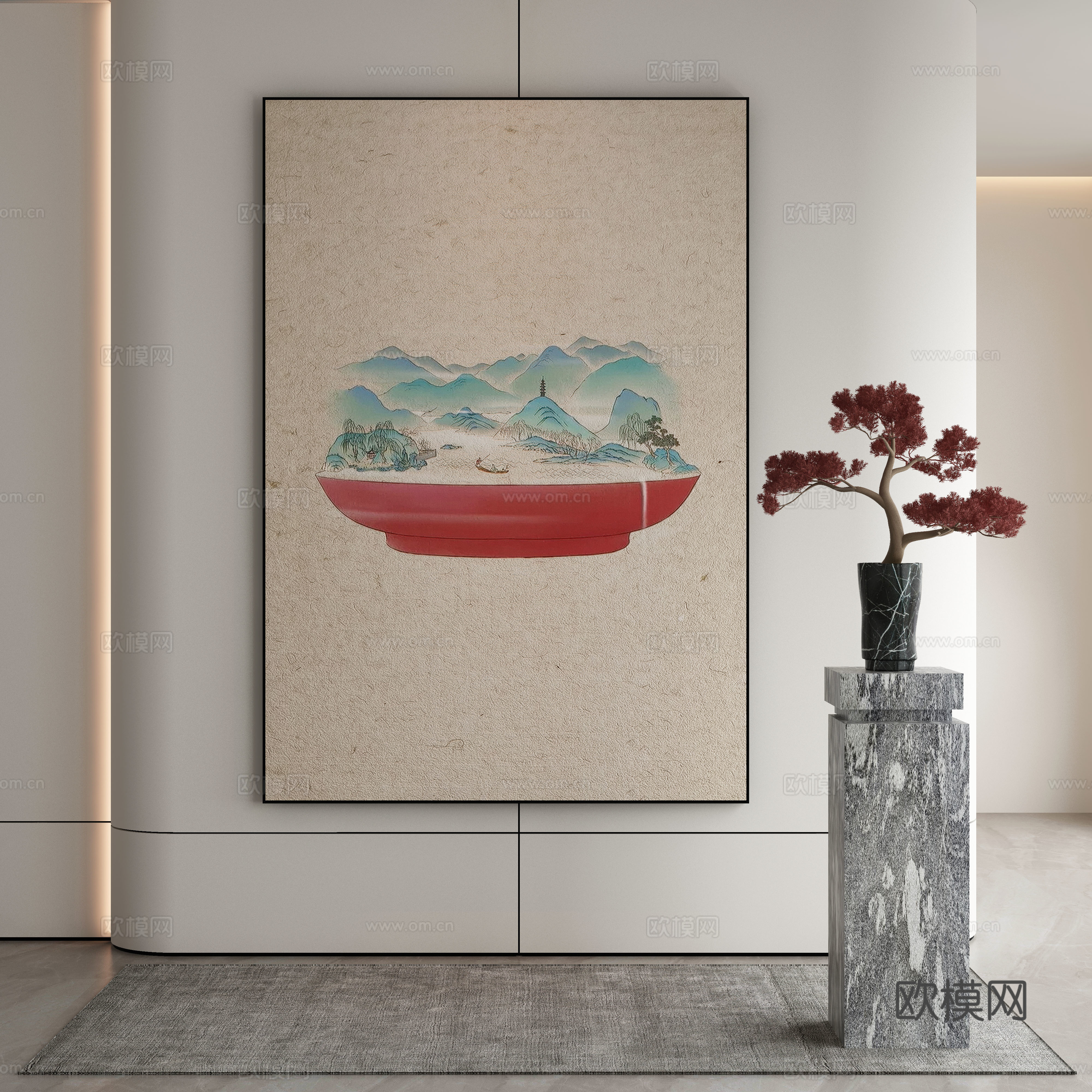 现代简约抽象挂画3d模型