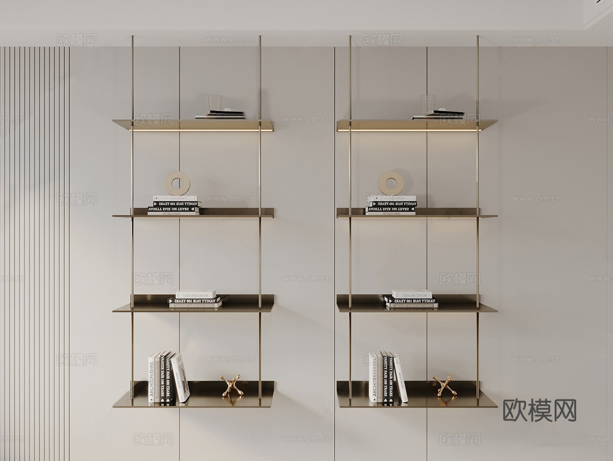 现代置物架 金属置物架 装饰架 饰品摆件su模型