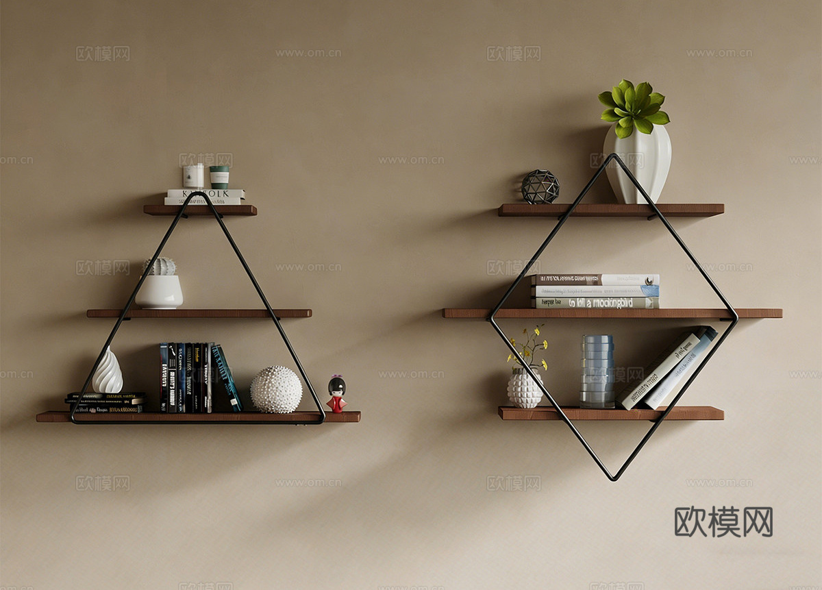 中古置物架 摆件饰品组合su模型