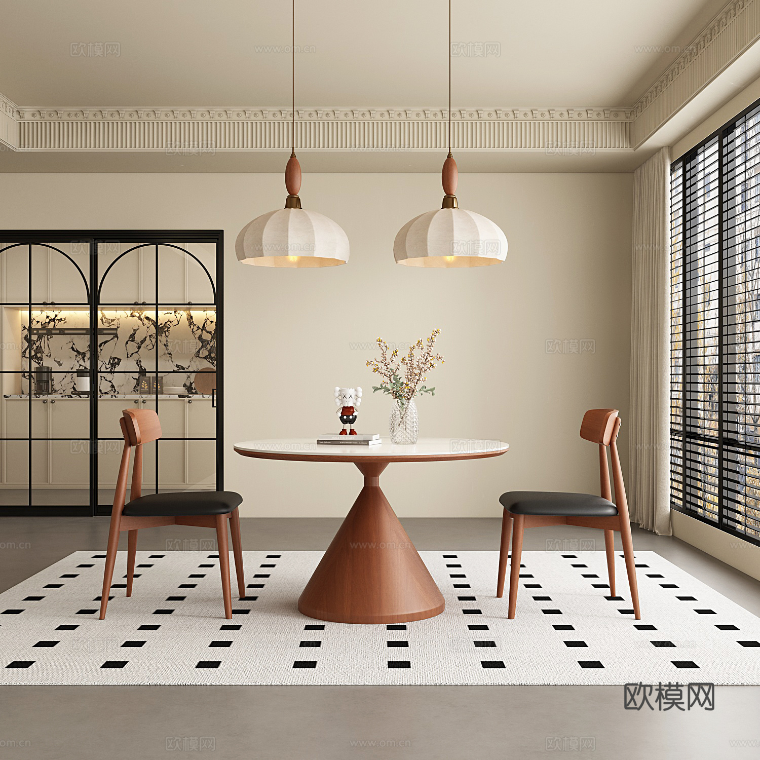 中古风餐厅3d模型下载