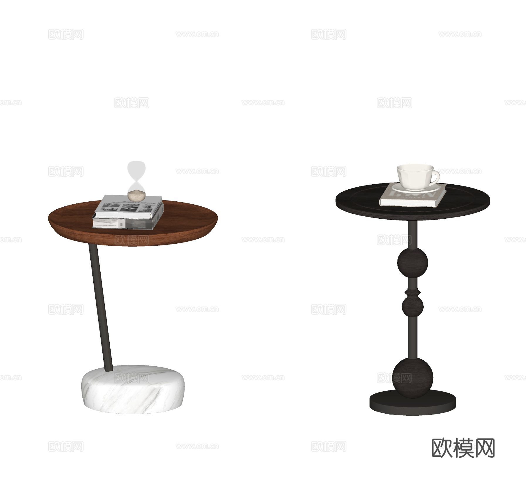 现代圆几 边几 角几 茶几 边桌 圆桌 几类 边几组合su模型下载（渲染图2）