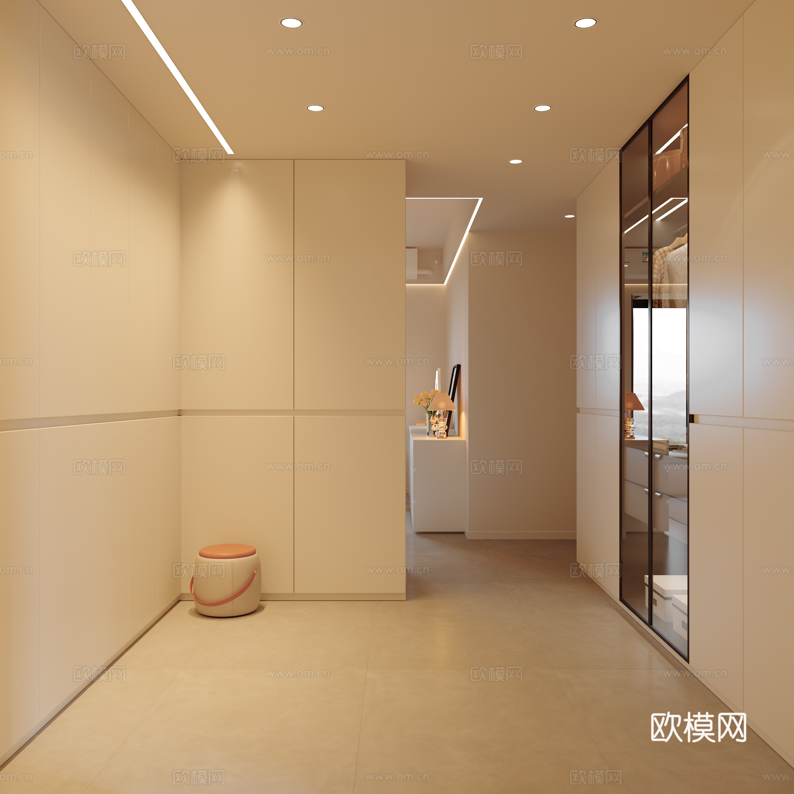 奶油风生活阳台3d模型下载（渲染图1）