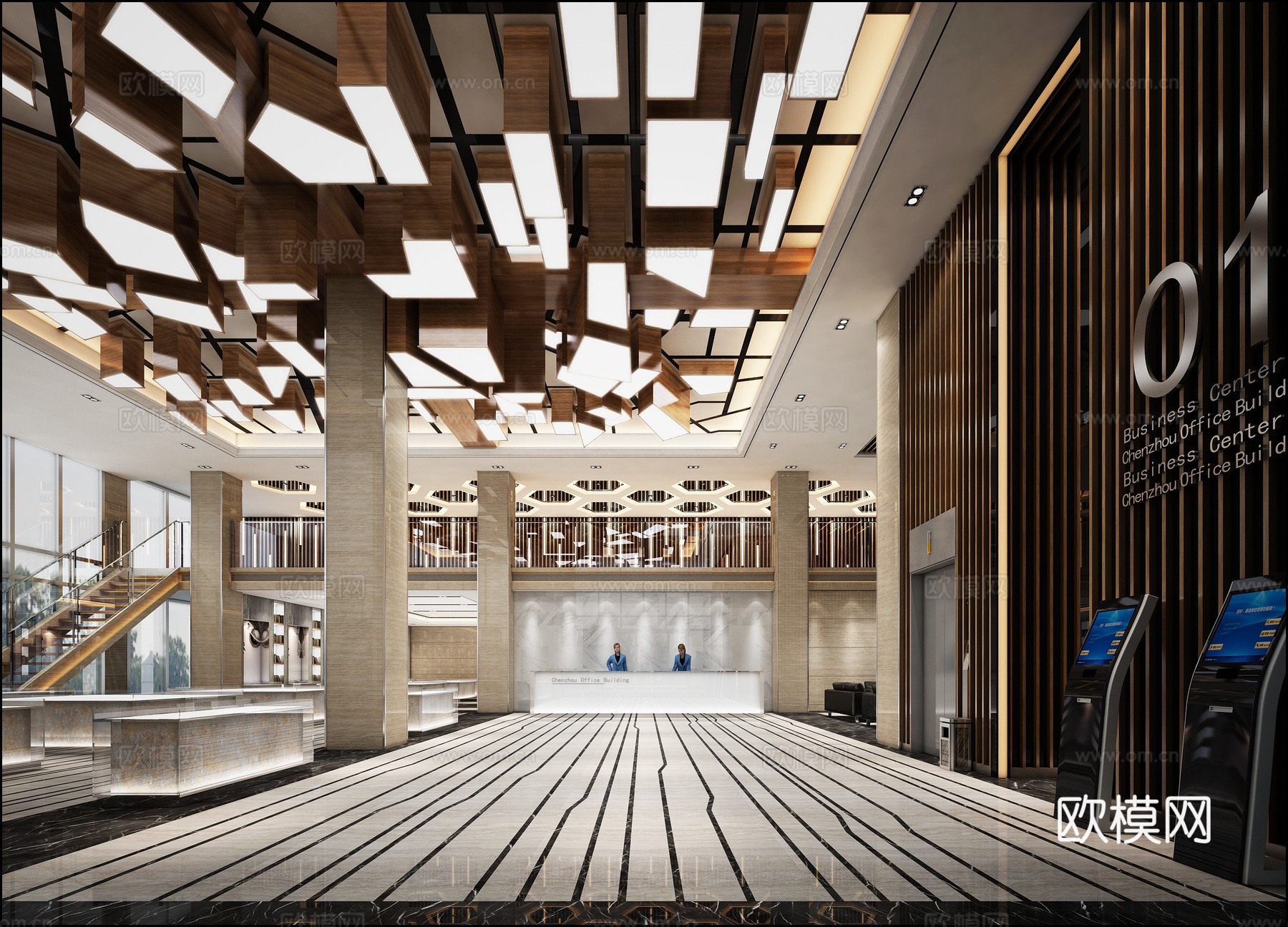 现代售楼处 售楼大厅 展厅 售楼中心 休闲区 接待室3d模型下载（渲染图2）