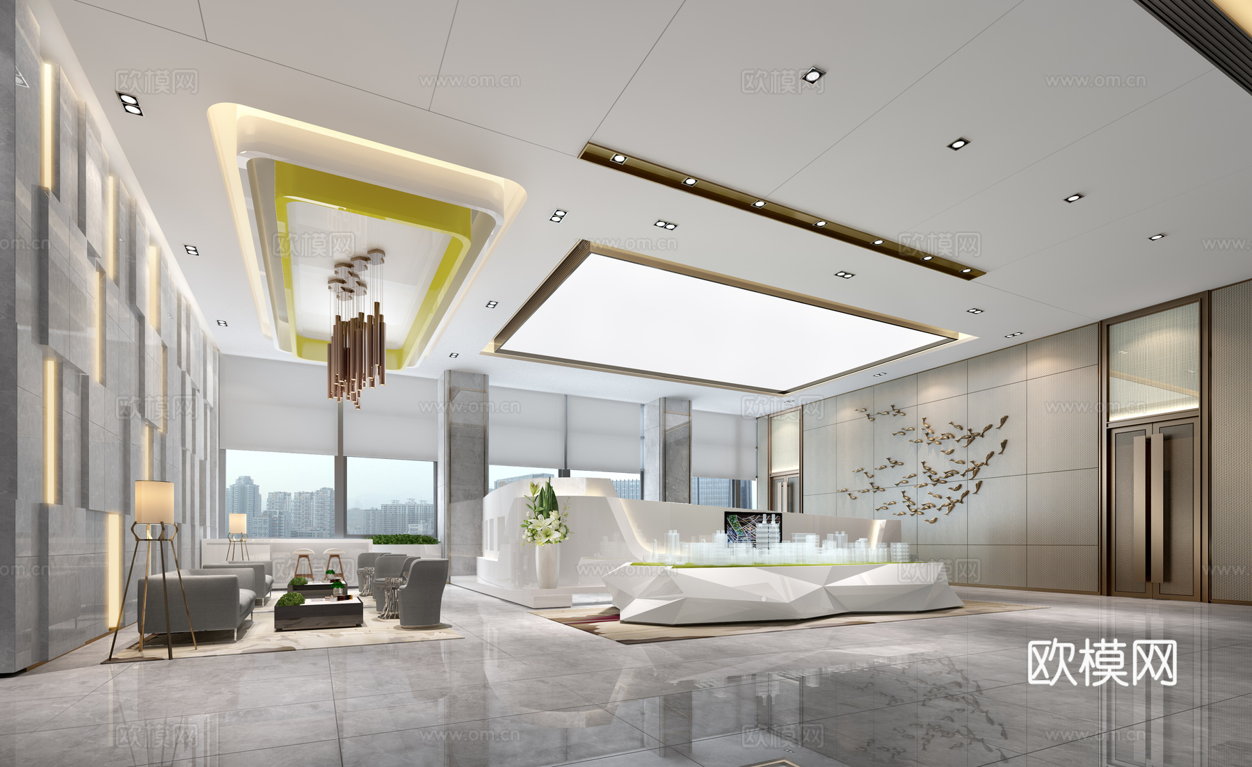 现代售楼处 售楼大厅 展厅 售楼中心 休闲区 接待室3d模型下载