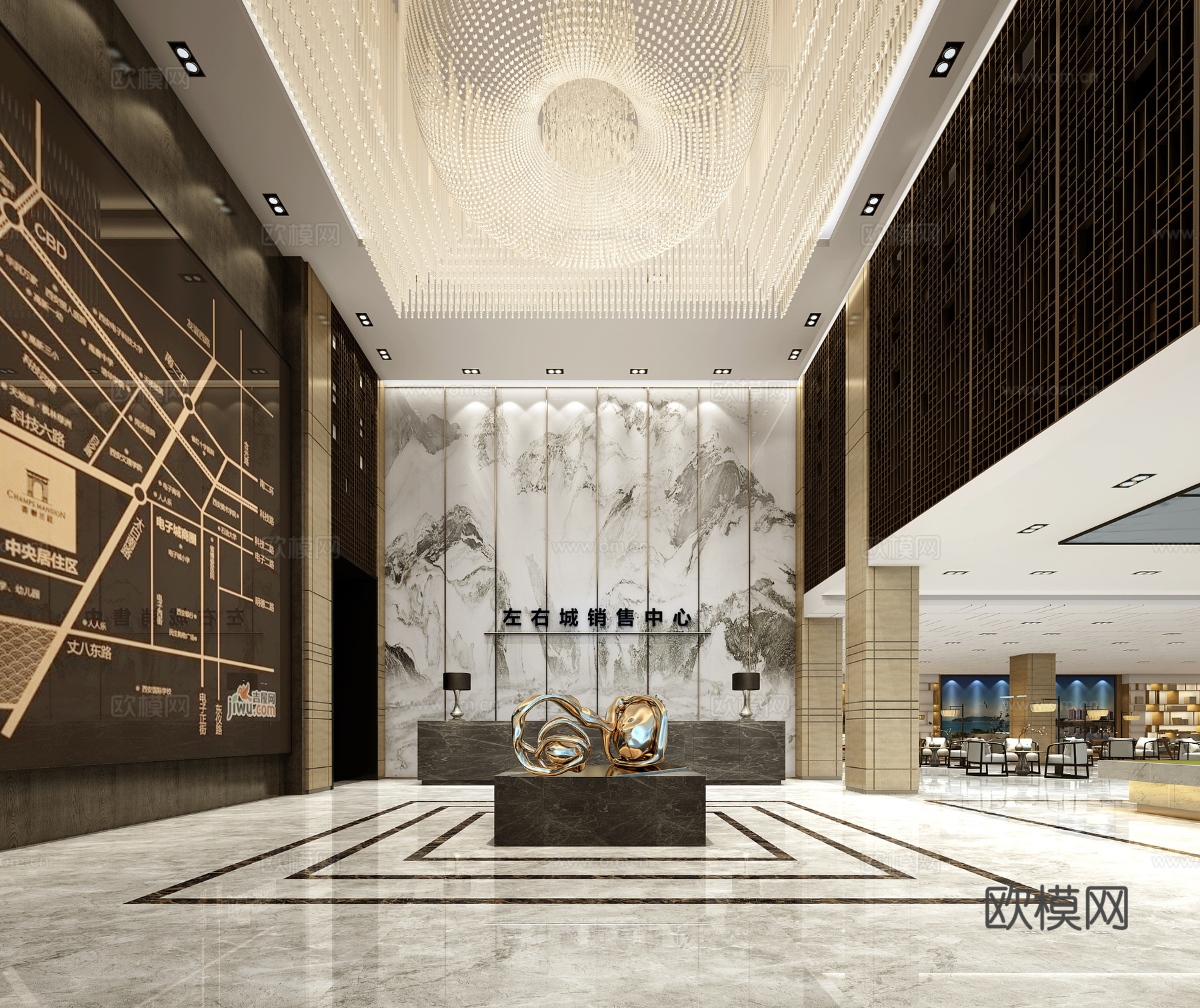 现代售楼处 售楼大厅 展厅 售楼中心 休闲区 接待室3d模型下载