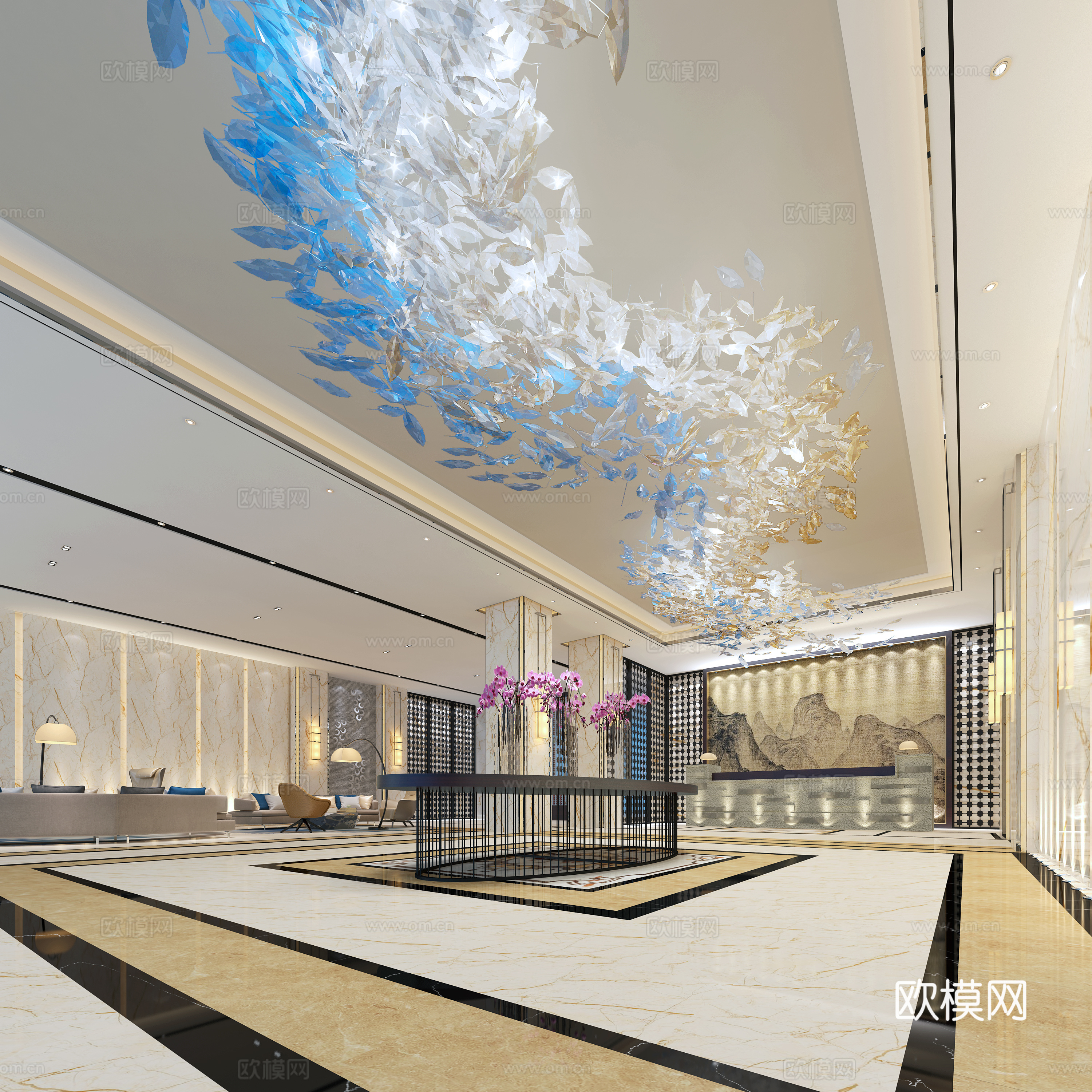 现代售楼处 售楼大厅 展厅 售楼中心 休闲区 接待室3d模型下载