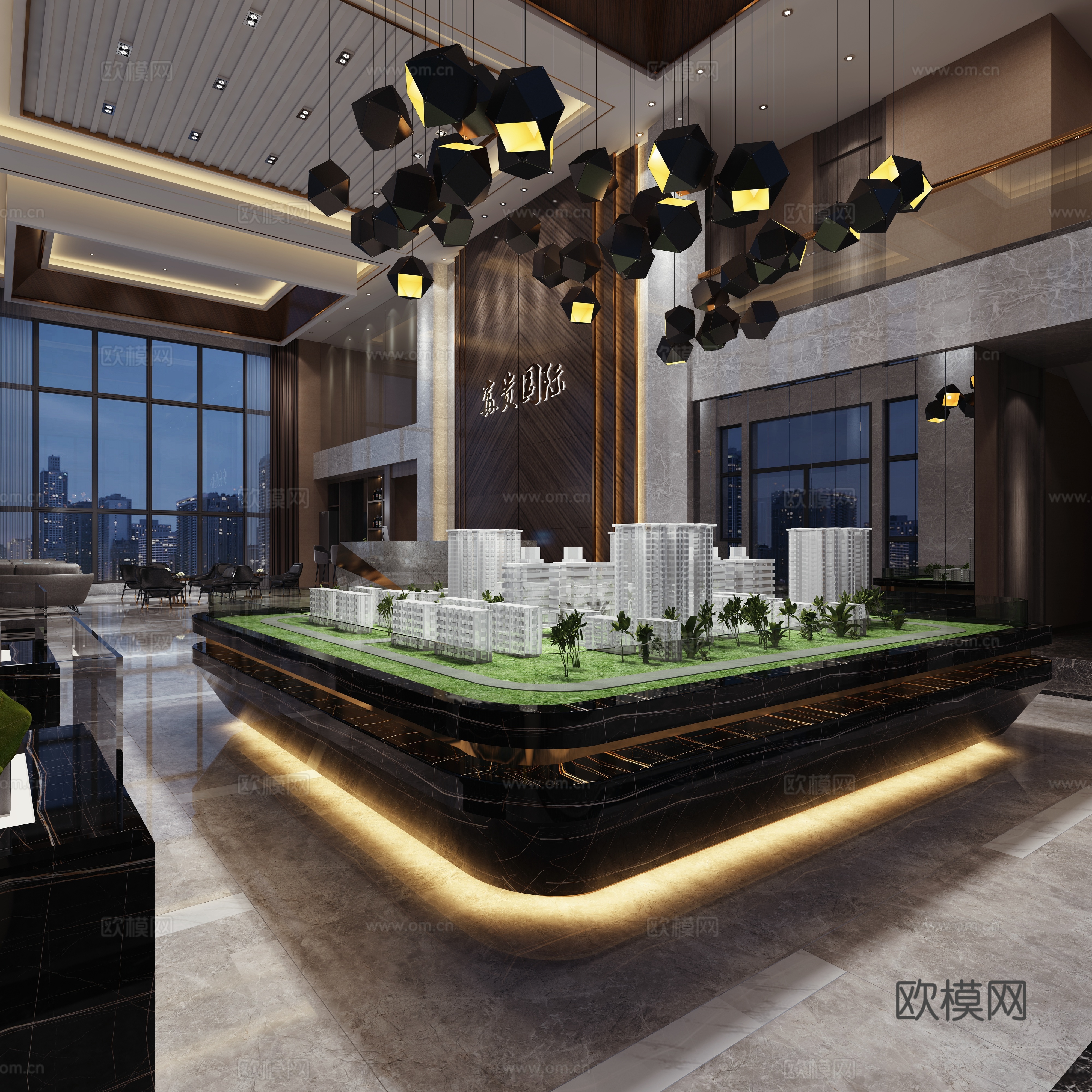 现代售楼处 售楼大厅 展厅 售楼中心 休闲区 接待室3d模型下载