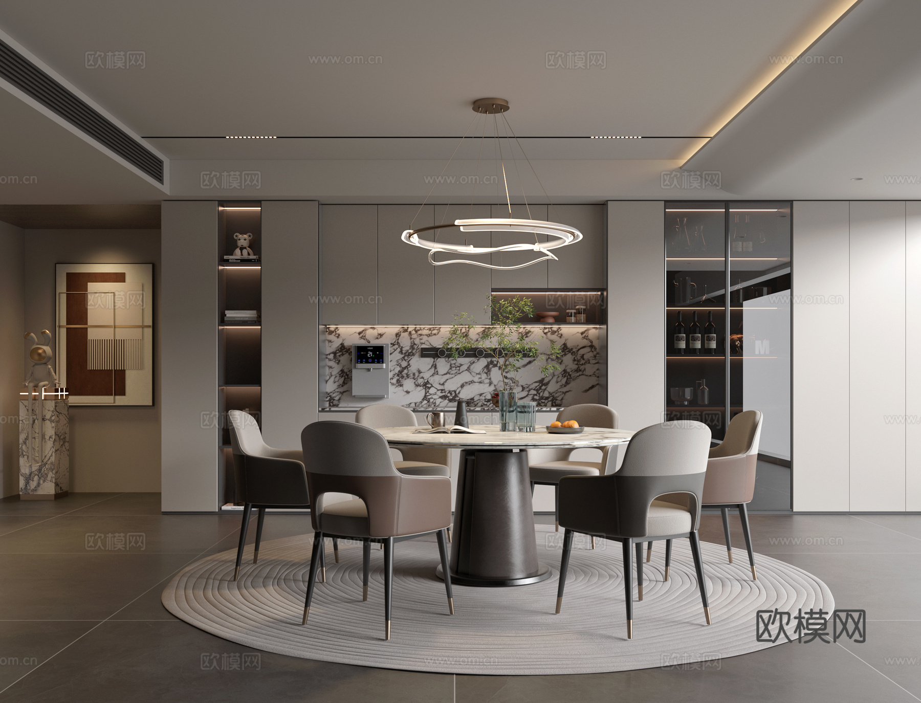 现代意式餐厅3d模型下载
