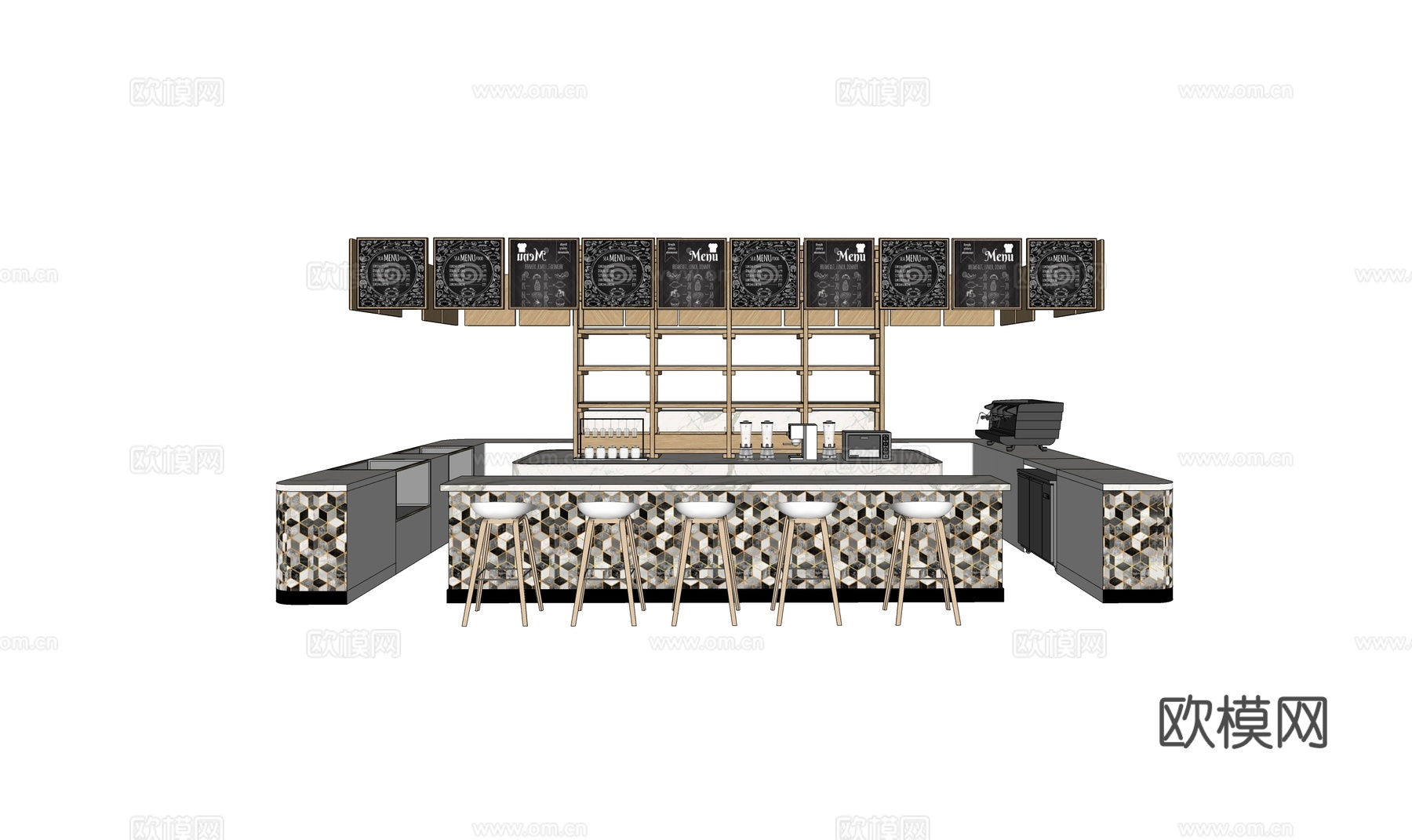 前台 电脑 办公空间 工装 展厅 办公su模型下载（渲染图1）