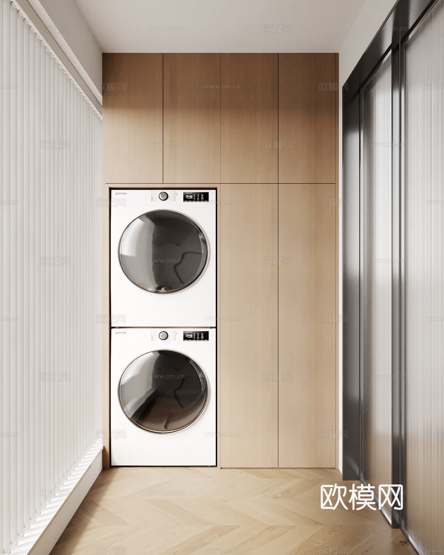 现代阳台 洗衣机柜3d模型下载