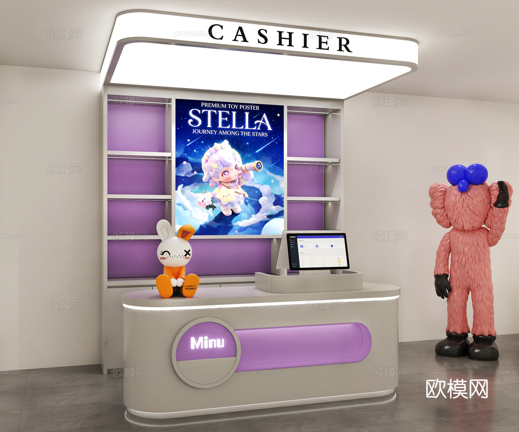 潮玩店前台 潮玩店收银台 饰品百货店前台 礼品店收银台su模型下载（渲染图1）