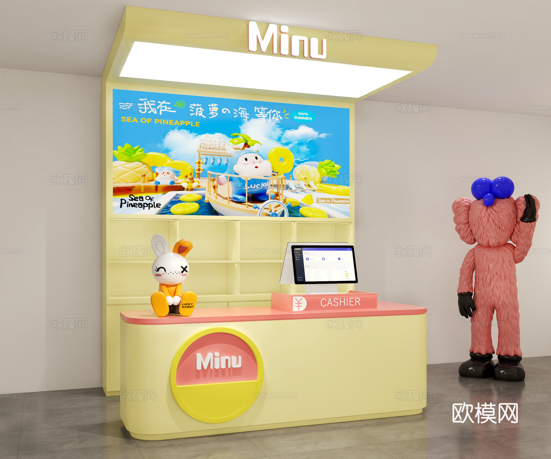 潮玩店前台 潮玩店收银台 饰品百货店前台 礼品店收银台su模型下载（渲染图1）
