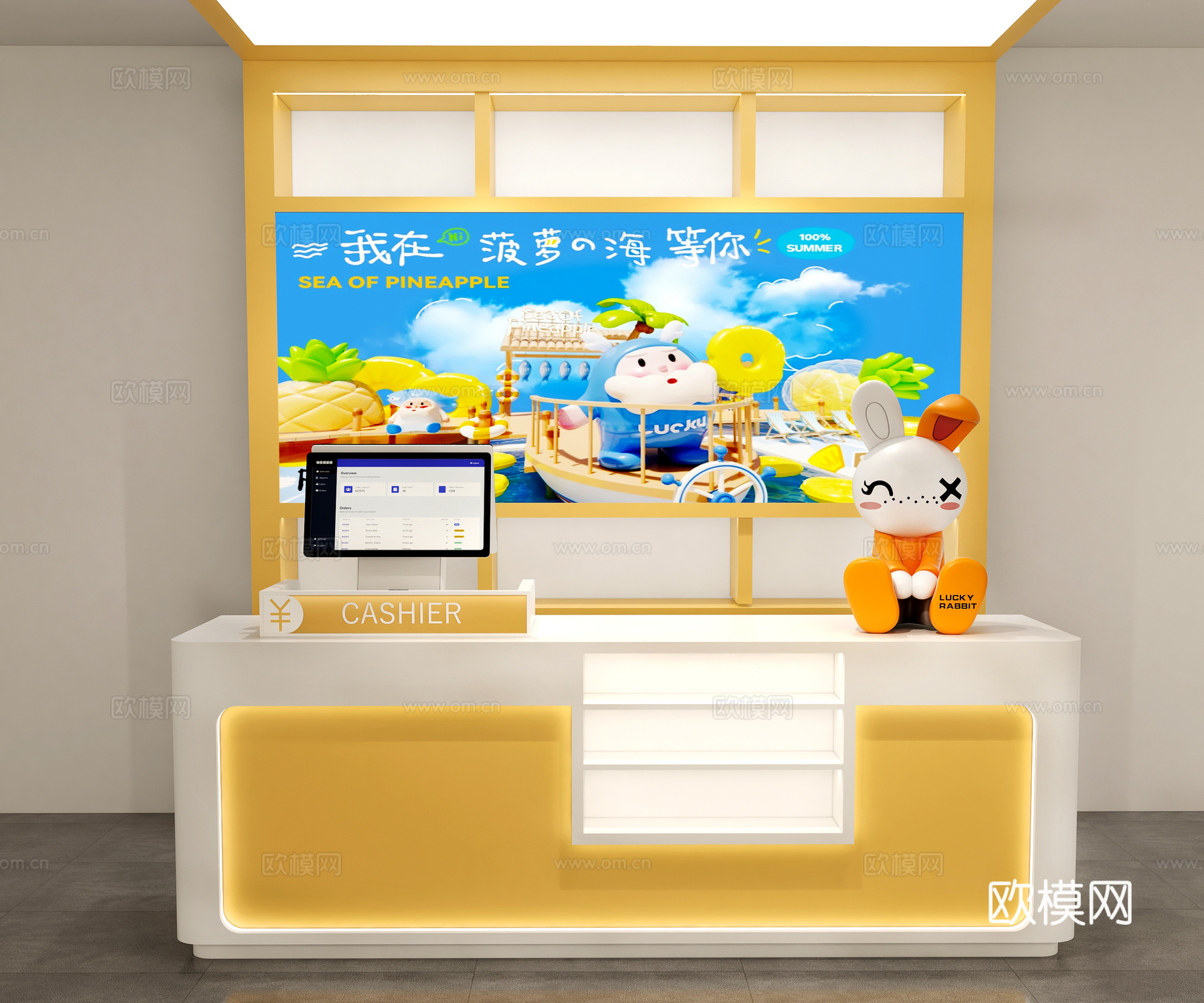 潮玩饰品店收银台 便利店收银台 服装店收银台 收银台su模型下载（渲染图1）