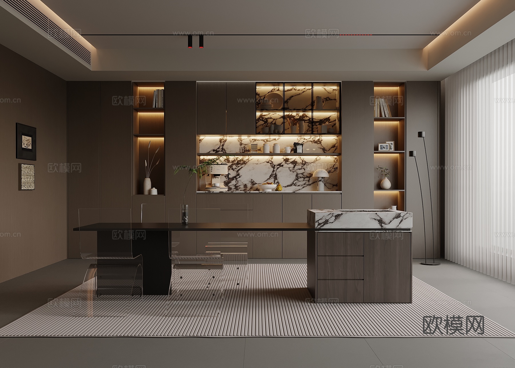 意式餐厅3d模型下载
