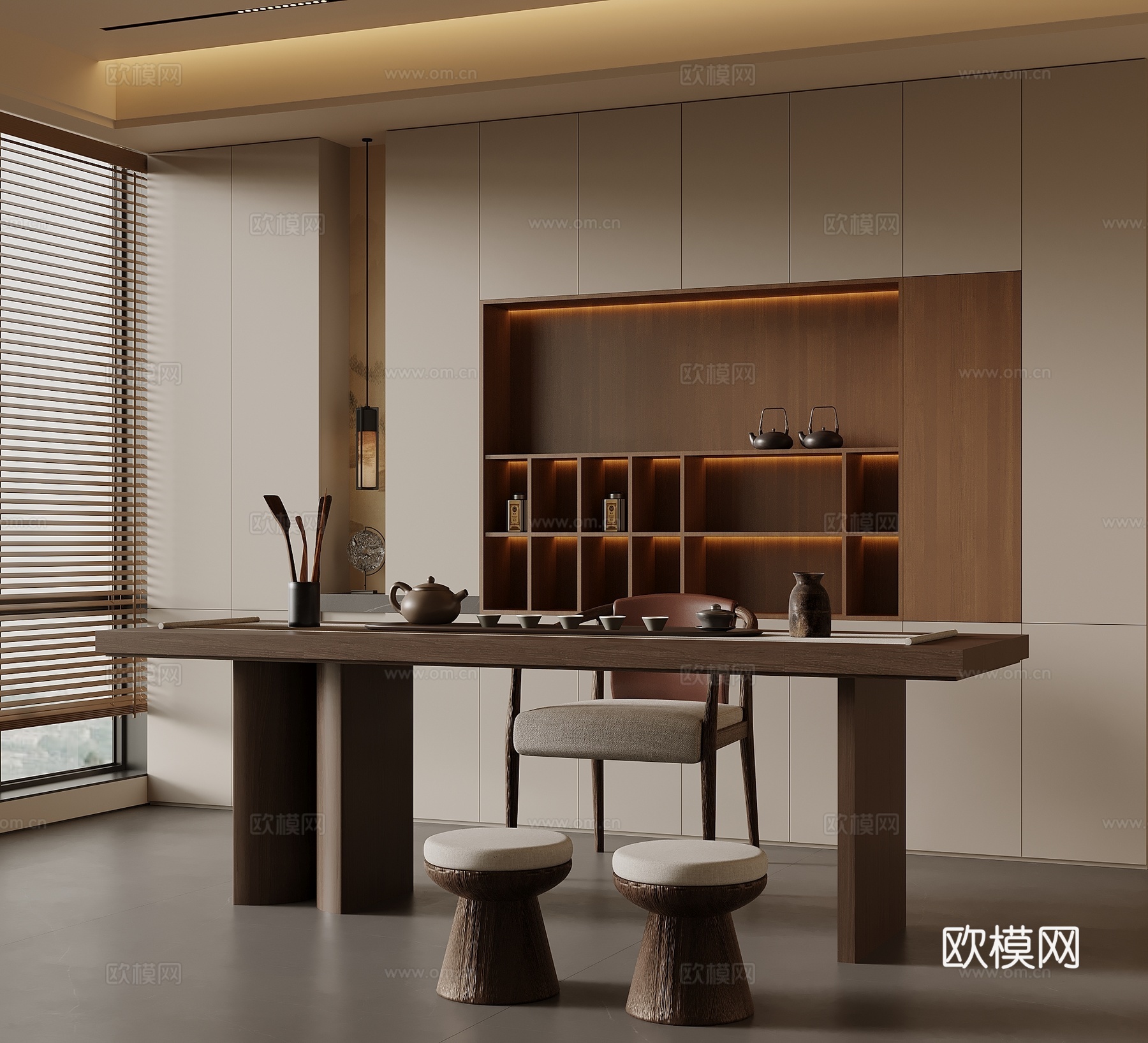 新中式茶室3d模型下载