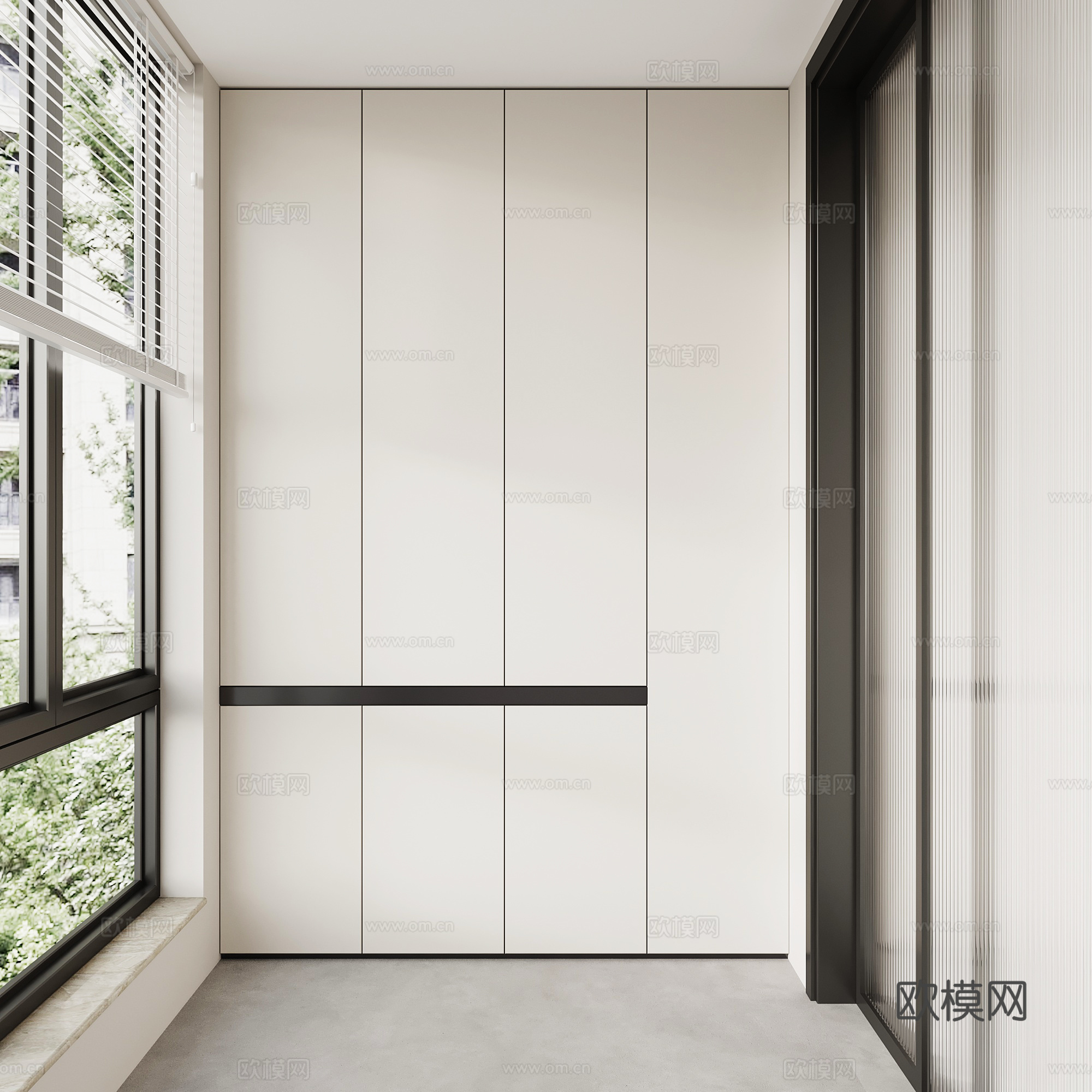现代意式阳台3d模型下载