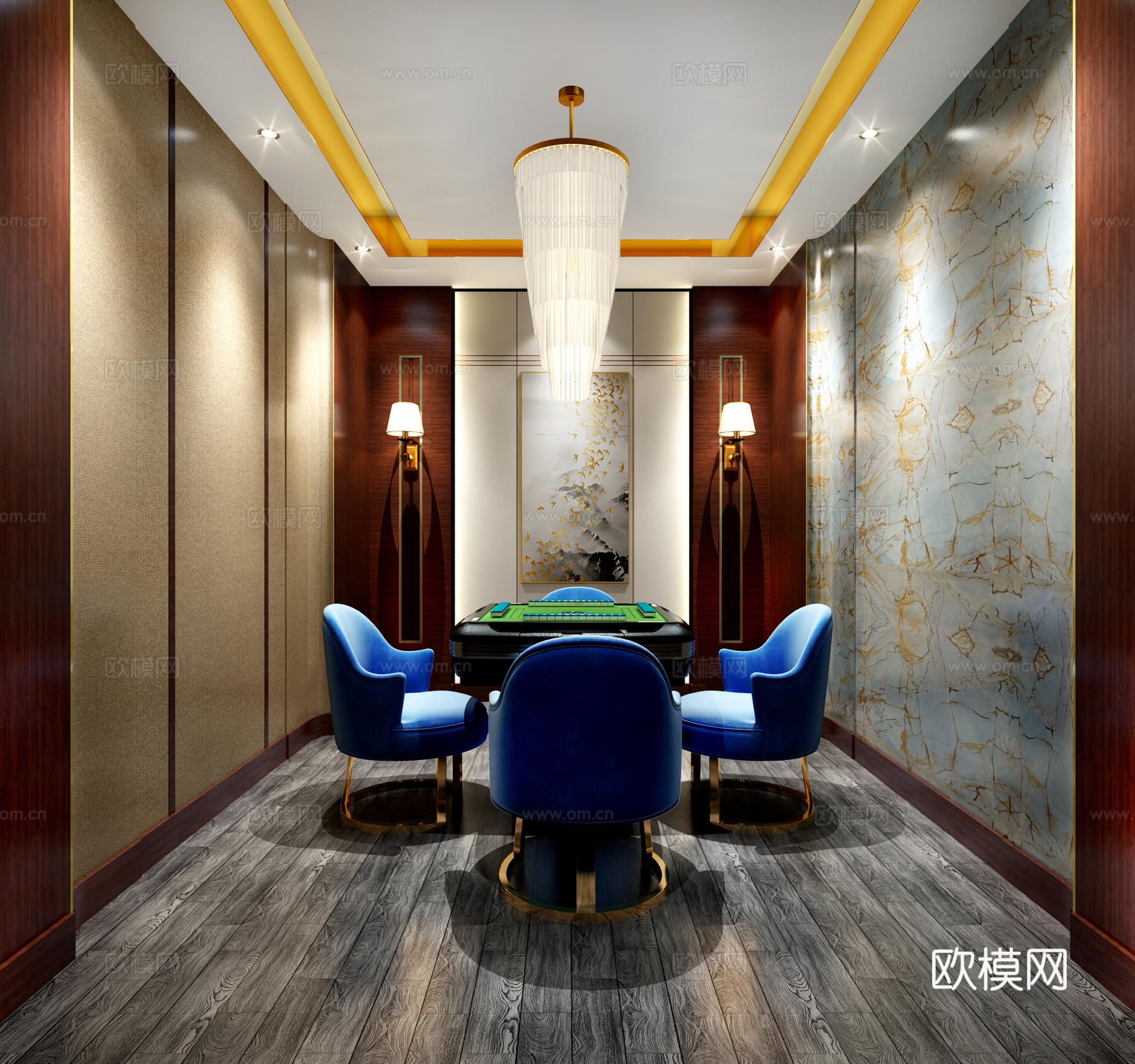 新中式现代茶室3d模型下载