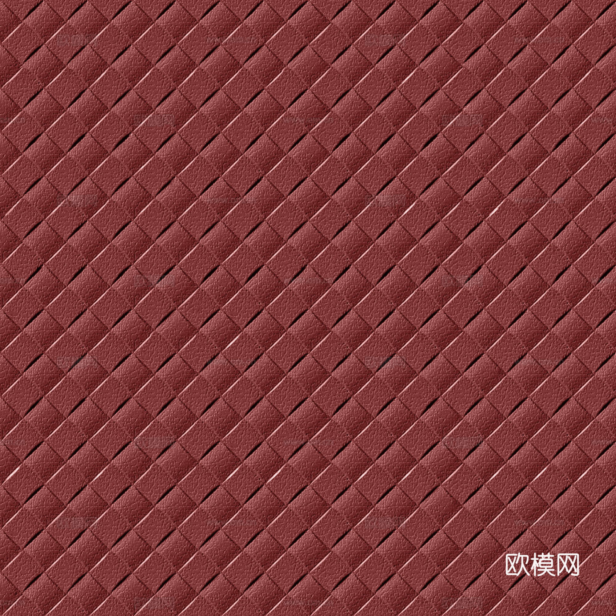 现代编织皮 无缝红色菱形编织皮革贴图下载