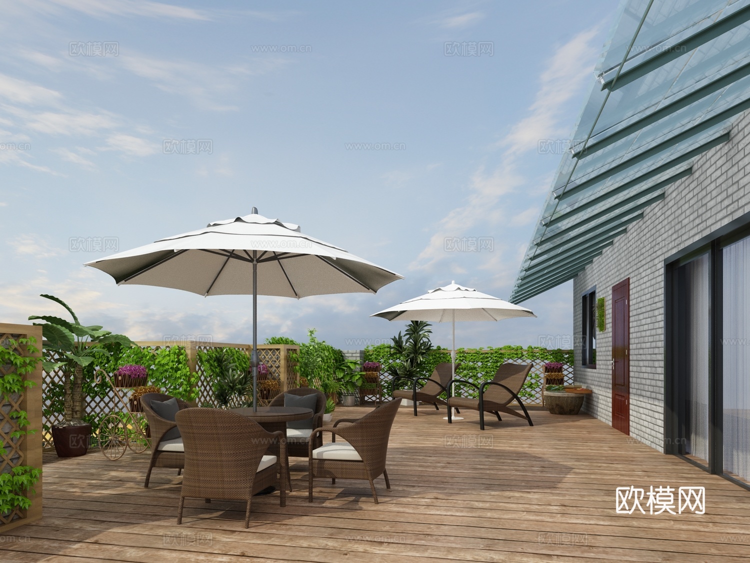 现代家具阳台模型花园阳台模型3d模型下载