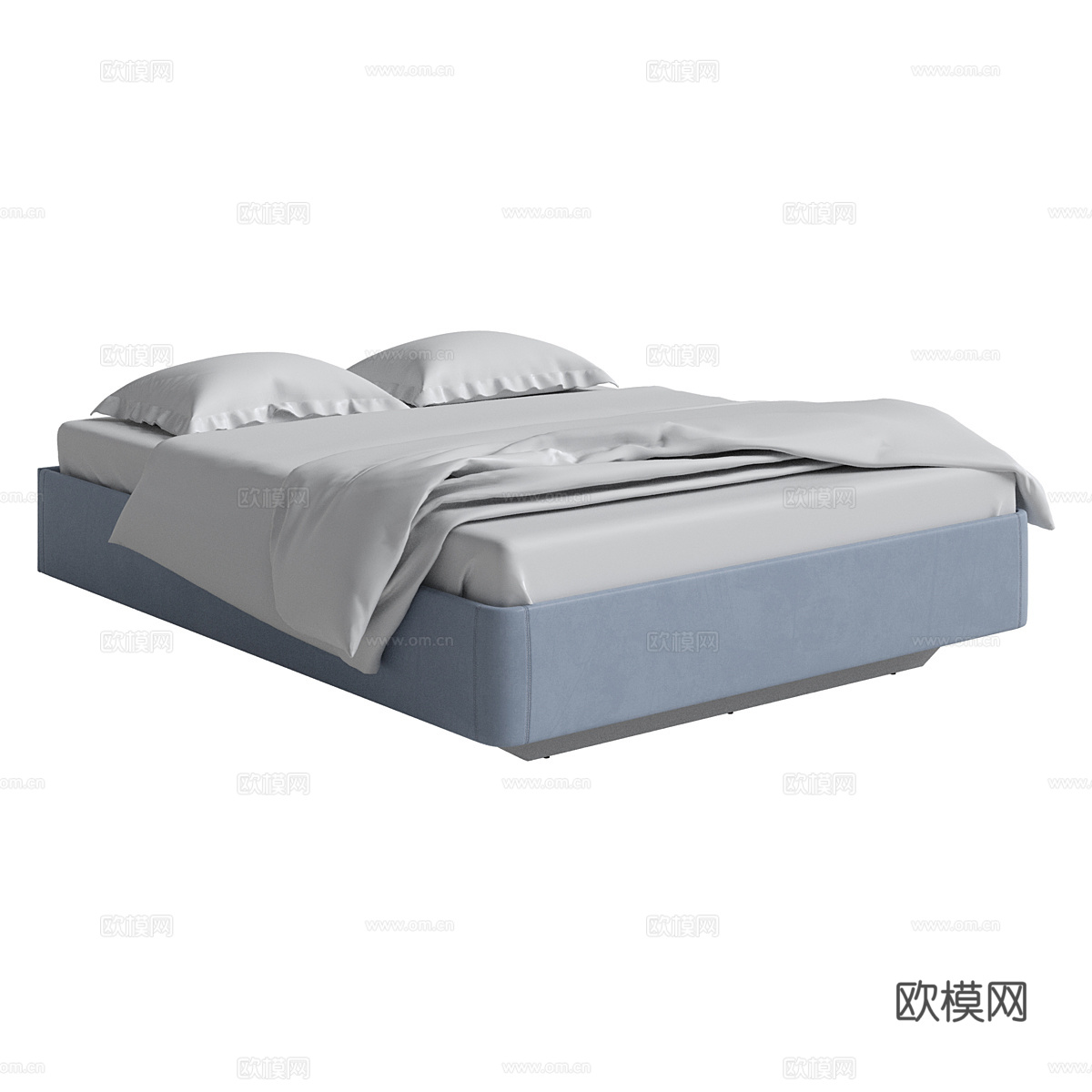 现代简约双人床 双人床 简约床 卧室床 抱枕3d模型下载