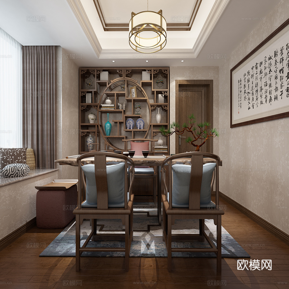 新中式茶室3d模型下载