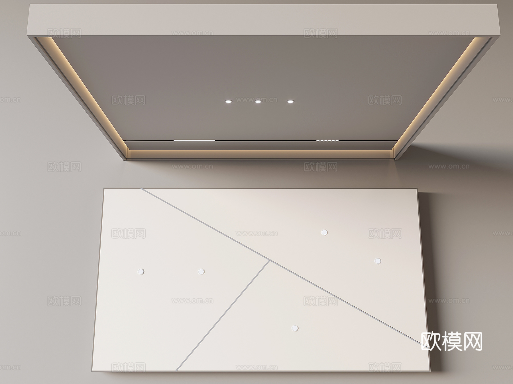 蜂窝大板集成吊顶 铝扣板线性浴霸su模型下载（渲染图1）