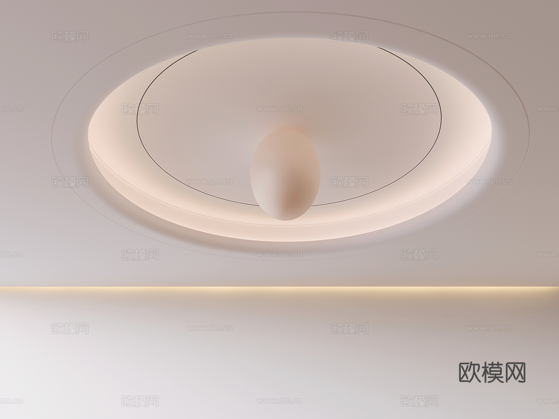 悬浮造型天花吊顶su模型下载（渲染图1）