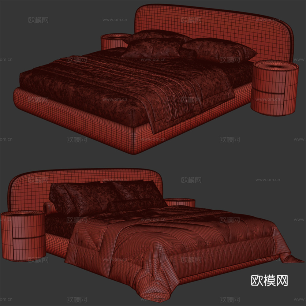 Molina双人床3d模型下载（渲染图5）